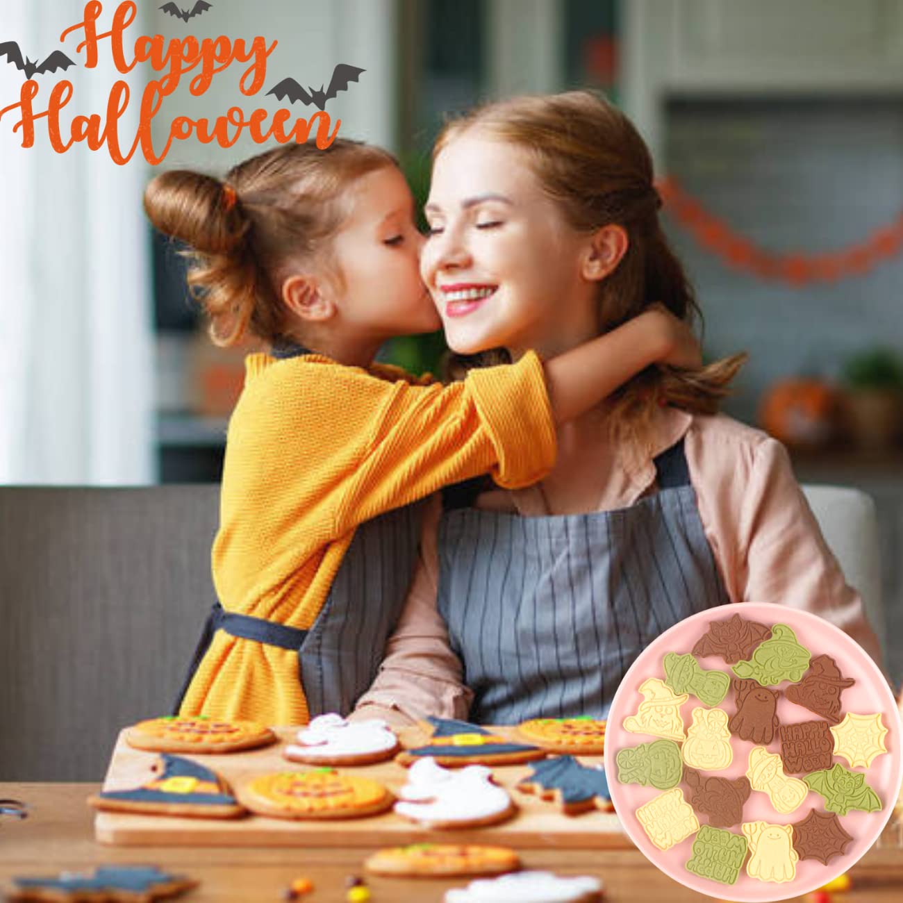 Mini Pumpkin Cookie Cutter Set - 8 Halloween Face Stamps For DIY Baking & Family Fun