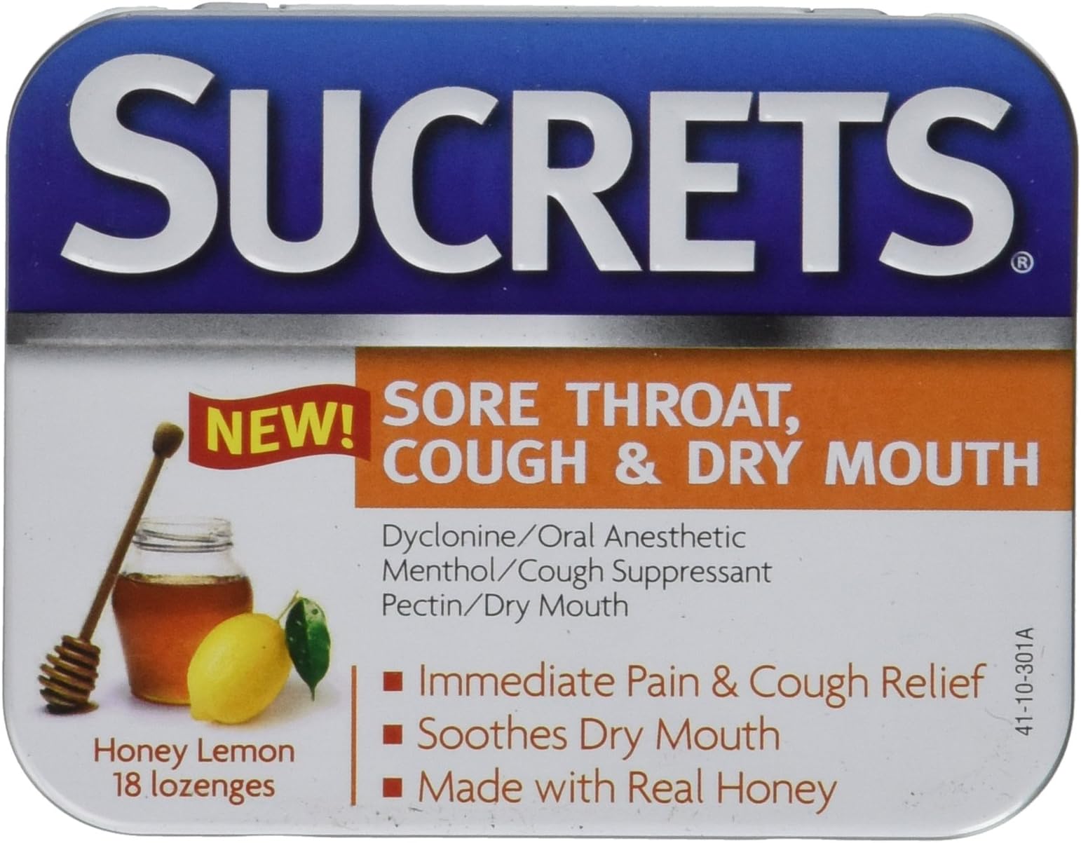 Lozenges, Sore Throat & Cough Honey Lemon, 18 ct (Pack of 1)