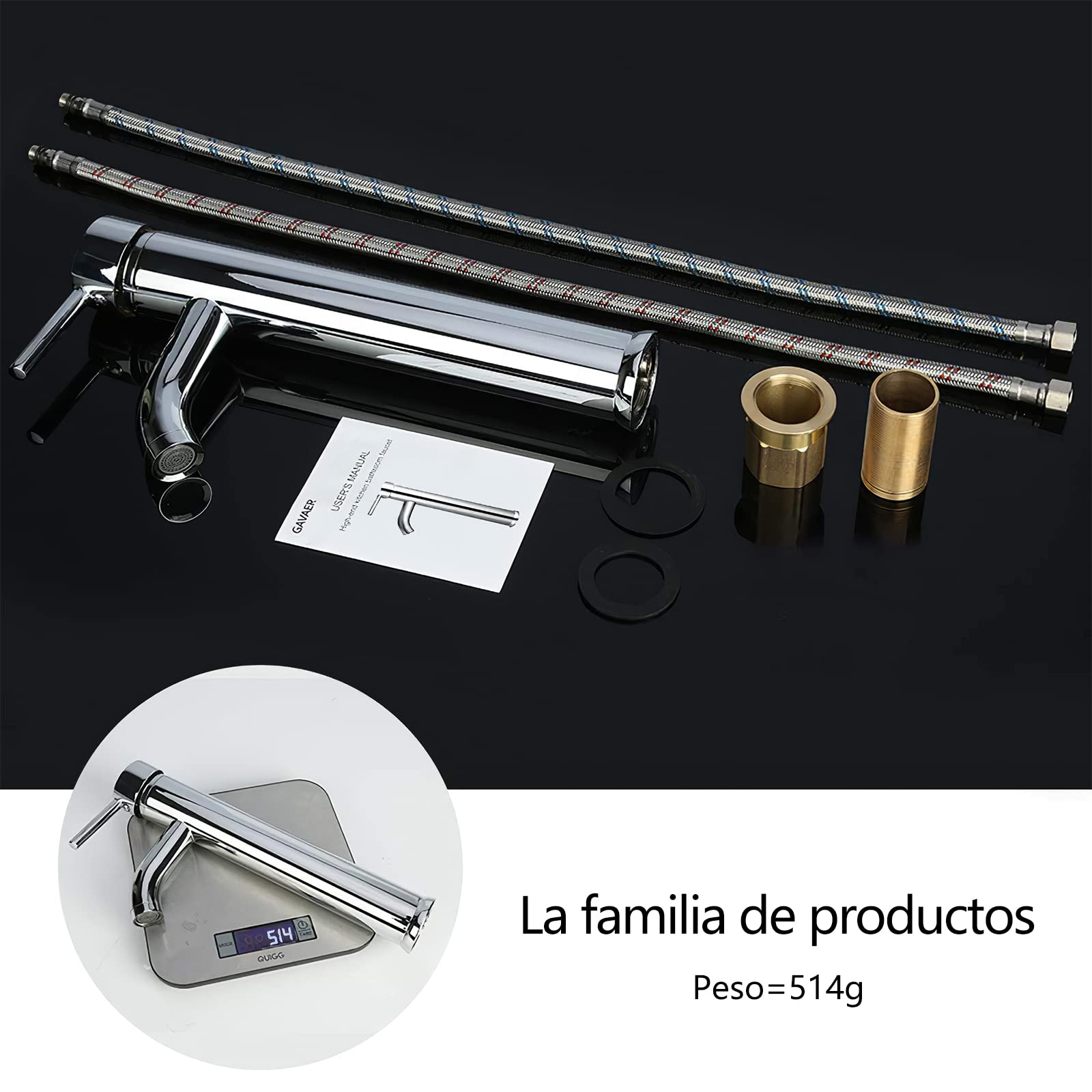 Grifo de Lavabo Durable Práctico, Grifo de Baño Monomando Alto, Válvula De Cerámica para el Fregadero, Mezclador de Agua Fría y Caliente, Metales de Cromado.