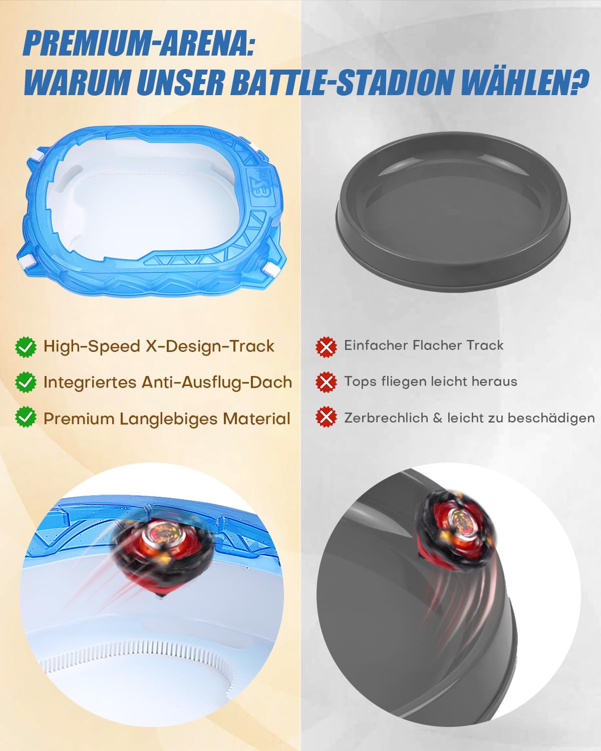 X-Arena Starter-Set – 6 Battle-Tops mit 2 Startern, Beschleunigungsbahn & Schutzdach, Geschenk für Jungen & Mädchen ab 6 J