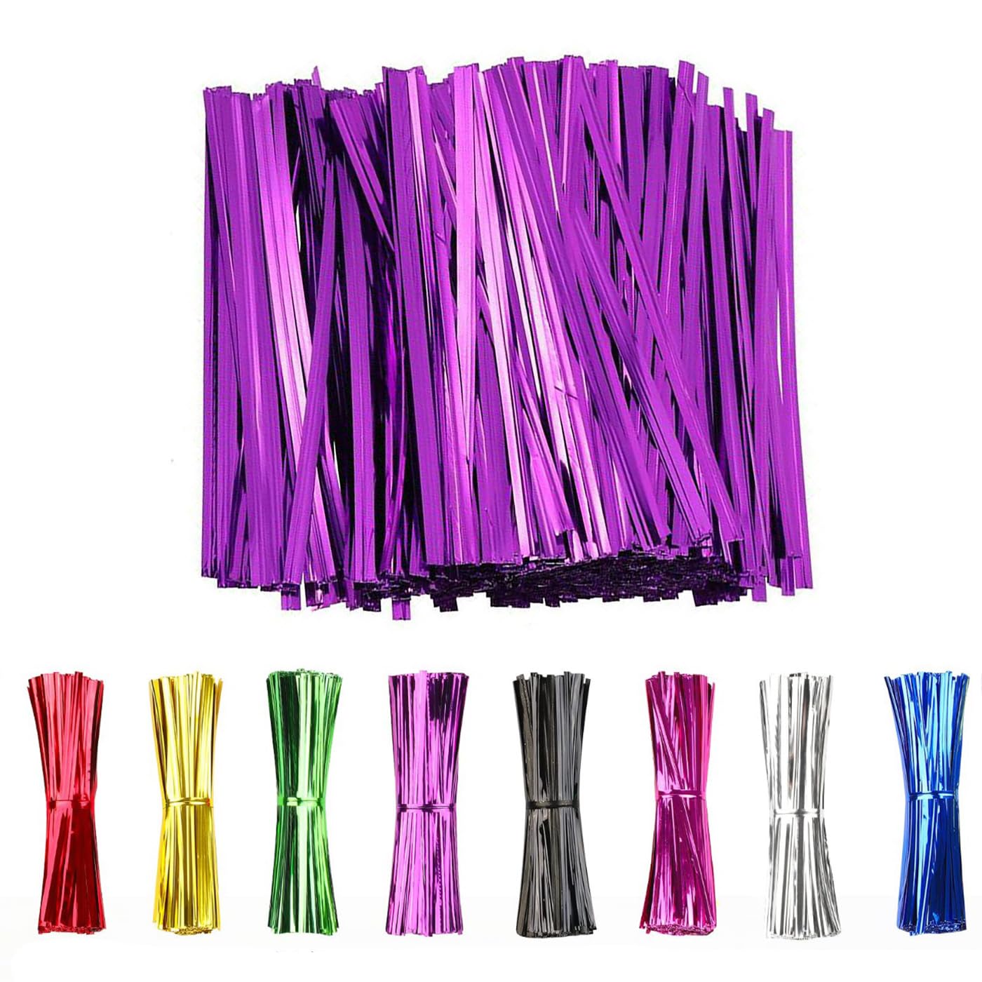 Van Der Linn METALLIC Twist Ties Cone Cellophane Bags Party Cake Pops Sweet Cell (5000, Purple)