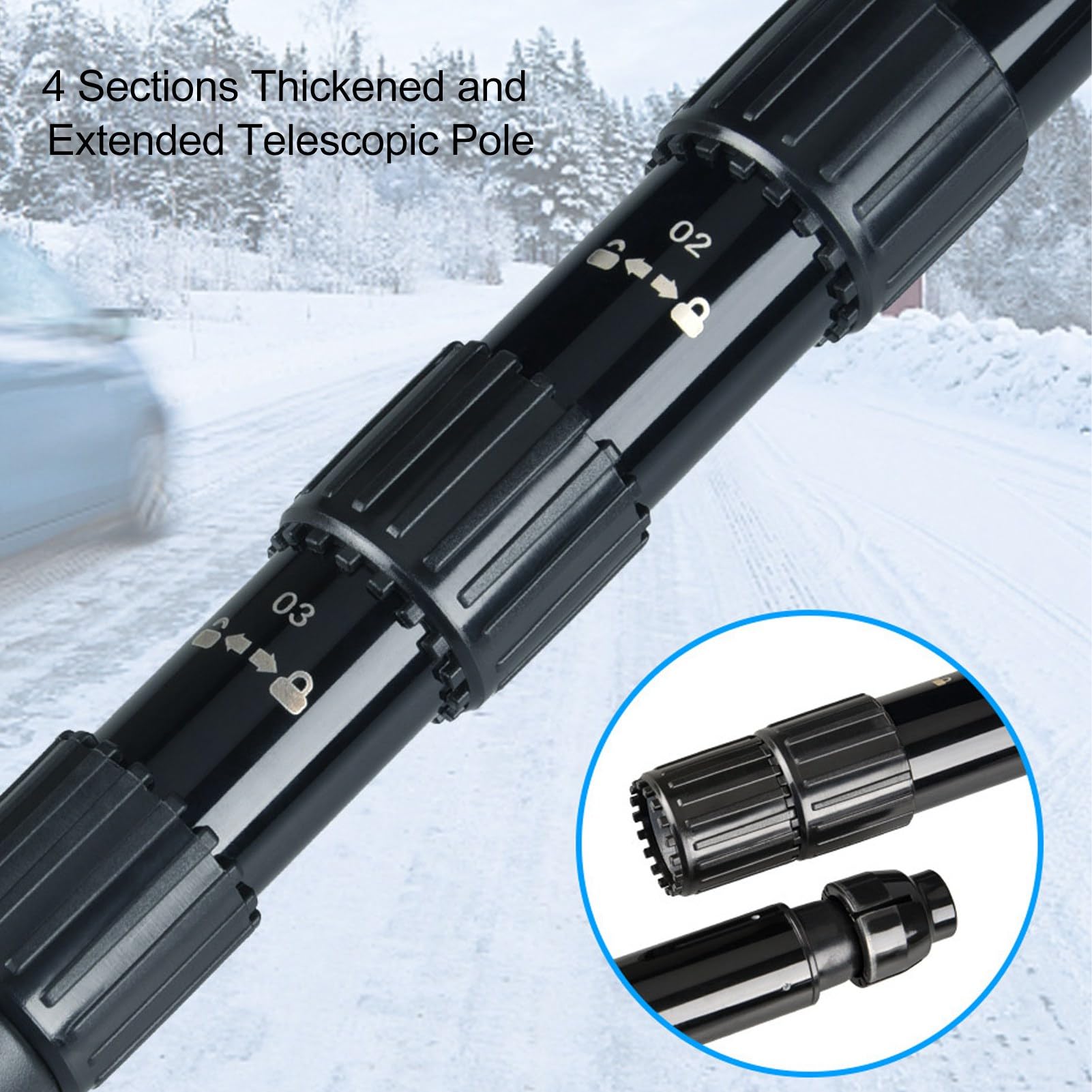 Set di pala da neve retrattile per auto, kit multifunzionale di rimozione della neve d’emergenza con raschietto per ghiaccio pieghevole e manico telescopico in lega di alluminio,