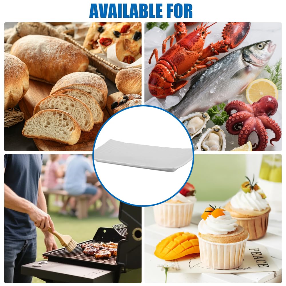 Juego de 6 Platos Rectangulares Ceramica Fuentes Rectangulares Bandejas Blancas 20x9x1,4cm Bandeja Decorativa de Rectangulares para Filete, Bocadillo, Postre, Ensalada