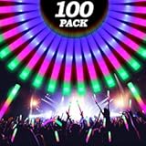 100 Pcs18.5inch Foam Glow Sticks Bulk - 3 Modes Colorful Flashing Led Foam Sticks Glow in The Dark Party Supplies for Christmas Birthday Wedding Party Camping Events Carnival Concert Rave