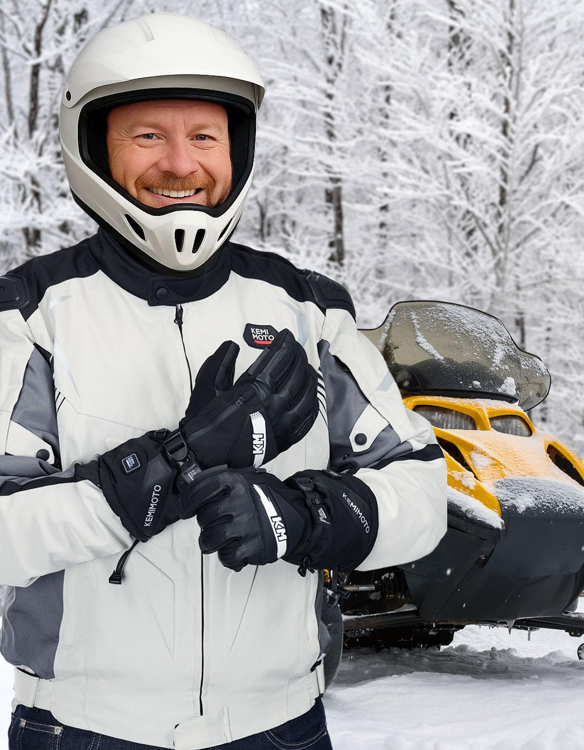 KEMIMOTO Guantes Moto Calefactables, Retención de Calor Desde -20℃ a -5℃, con Protección de Almohadilla EVA, 3 Niveles de Calefacción y 2500mAH, Esquí, Patinaje Actividades de Invierno