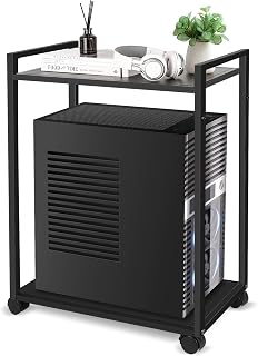Liitrton Computer Tower Stand, 2-Tier PC Stand with Lockable Wheels CPU Holder Under Desk for Office Home (M)