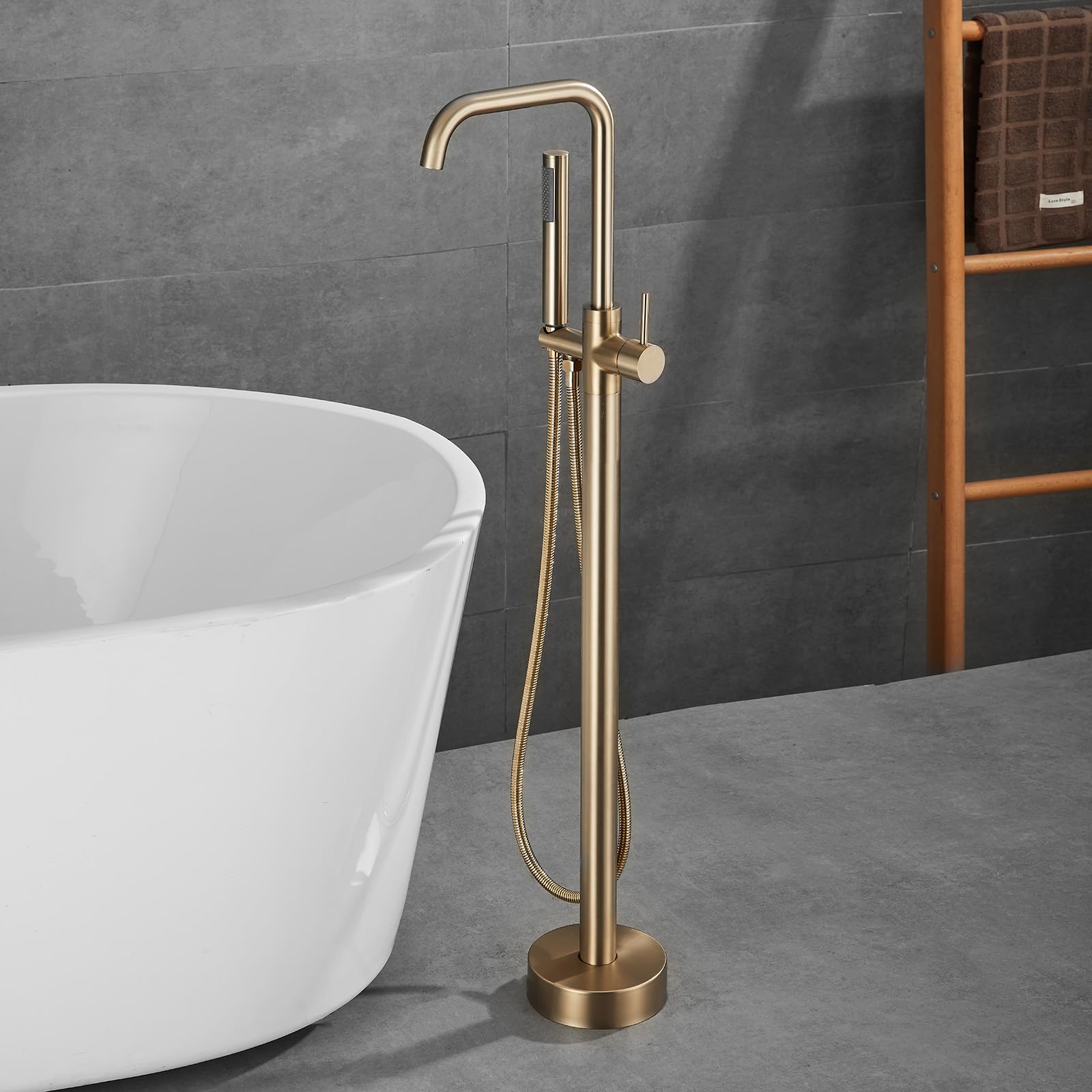Mitigeur de Bain-Douche au sol résistant au calcaire avec pommeau pratique pour baignoire îlot