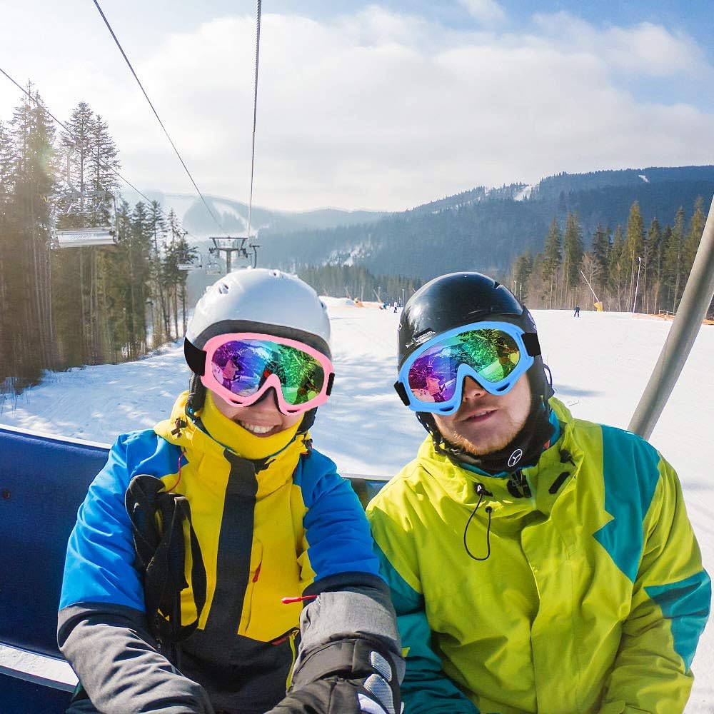 ELECOOL Ski Goggles 2 Packs with Wind Dust UV 400 Protection for Teens Kids Adults