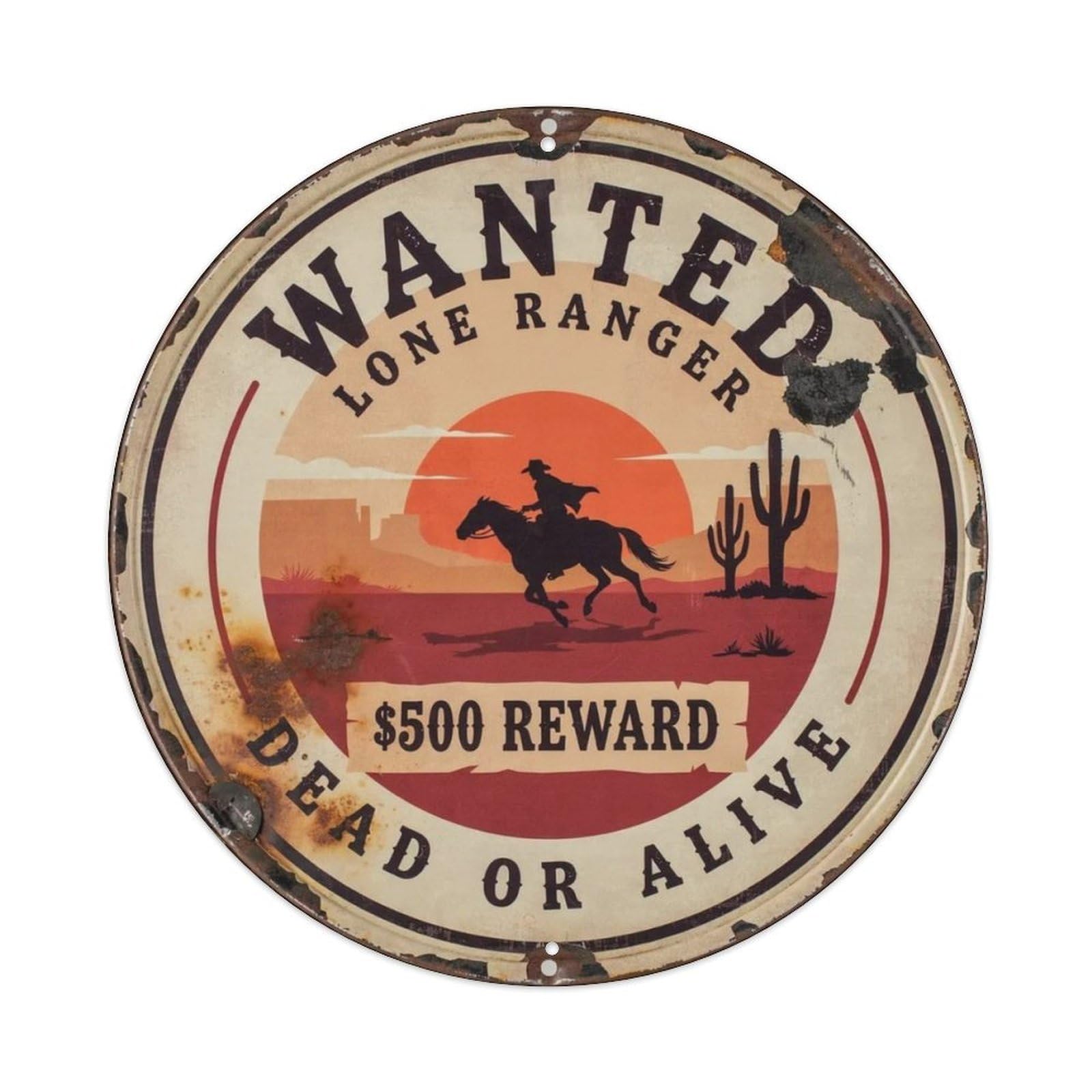 Western Cowboy Style. Metal Tin Sign Plaque