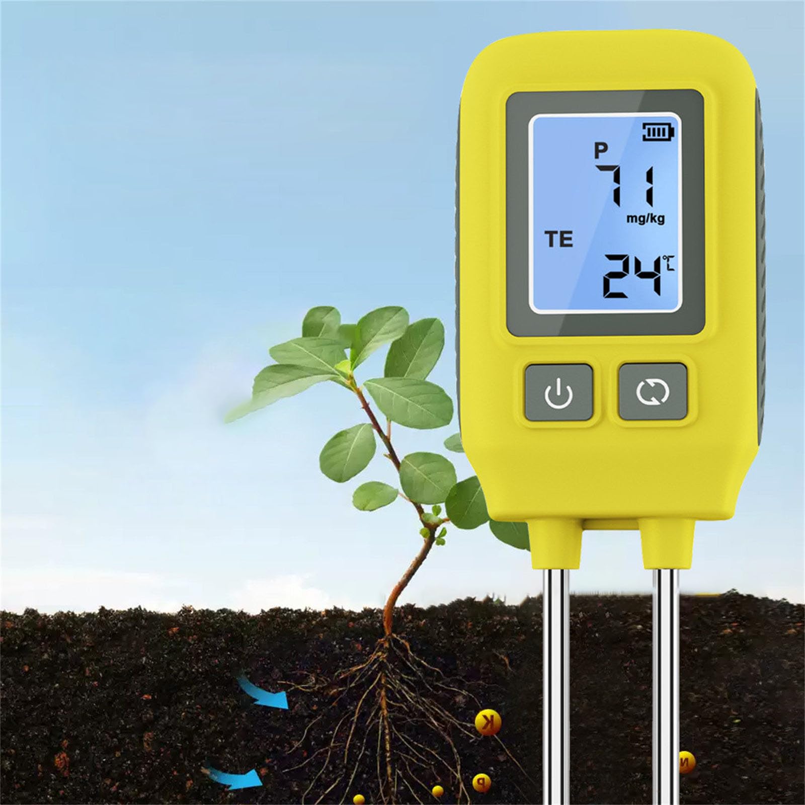 Probador de suelo 4 en 1, instrumento de prueba de suelo para NPK y temperatura en varios entornos de degustación