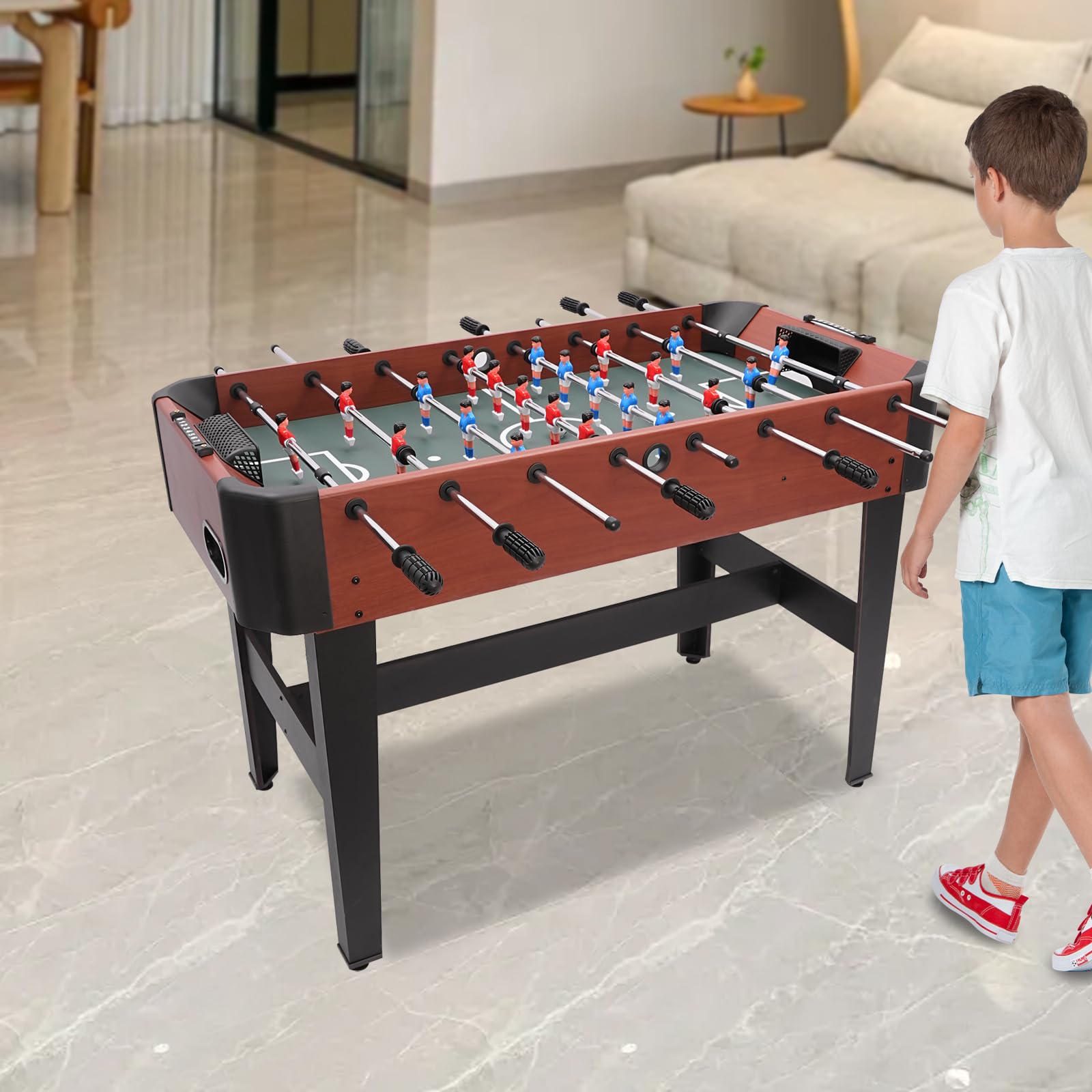 Foosball Table, 48 Inch Competition Soccer Table with Quick Spin Handles and 8-Rod Control for Home, Game Room, Party