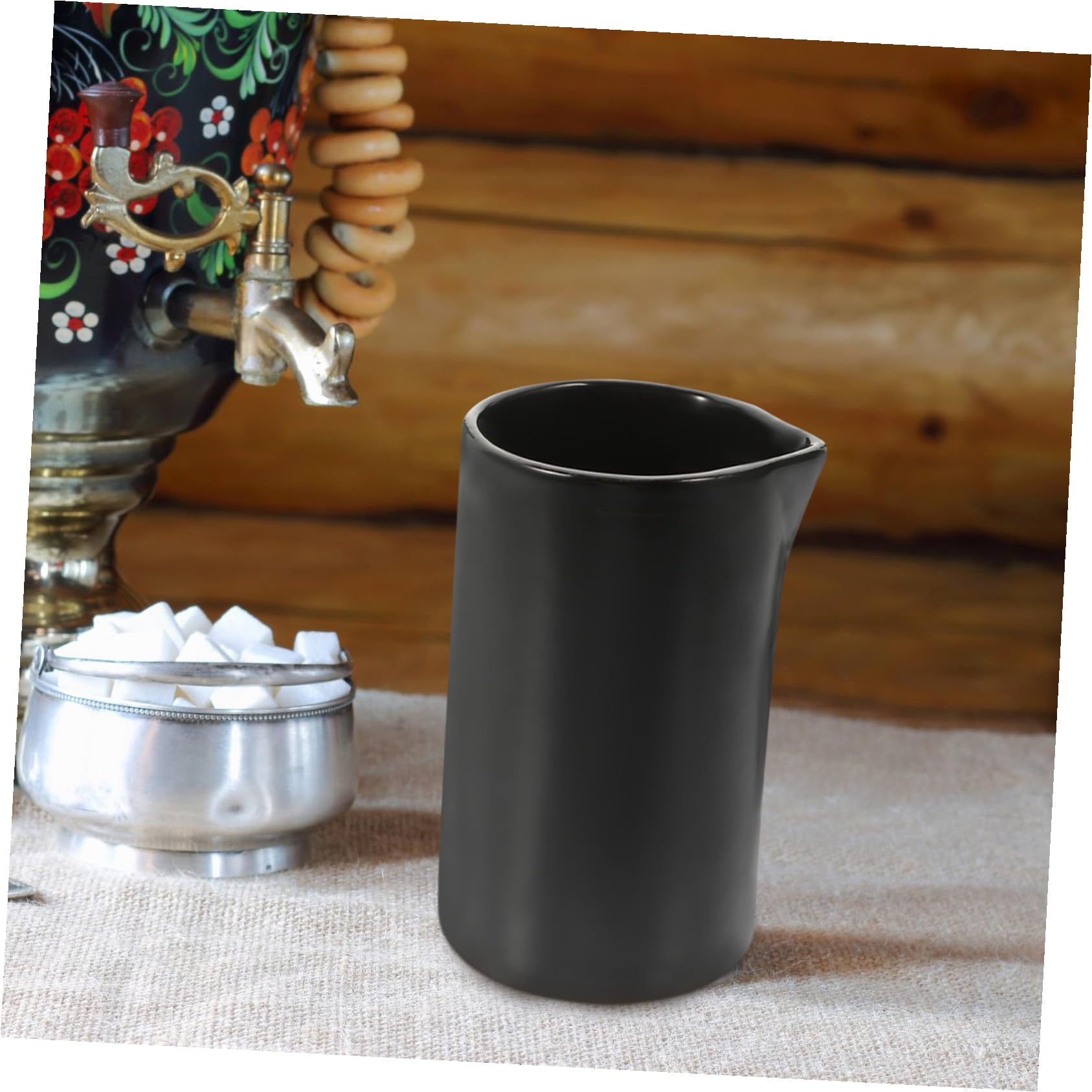 SHINEOFI Keramik Milchkännchen mit Großem Griff und Einfacher Reinigung Kleiner Saftspender im Vintage Stil für Zuhause und Hotel Schwarz
