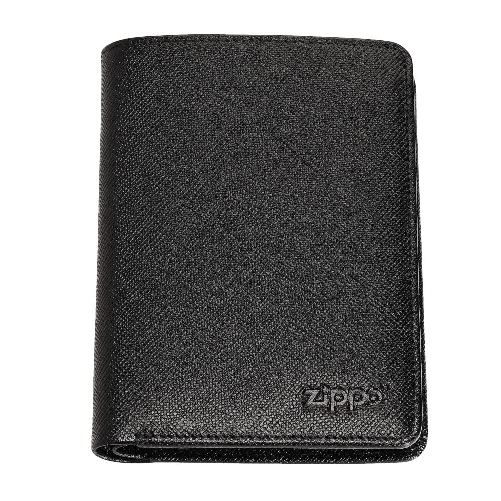 Zippo Women's Leather - Purse/Wallet For And Men, Saffiano Black, With Rfid Protection, Ideal For Cards And Notes