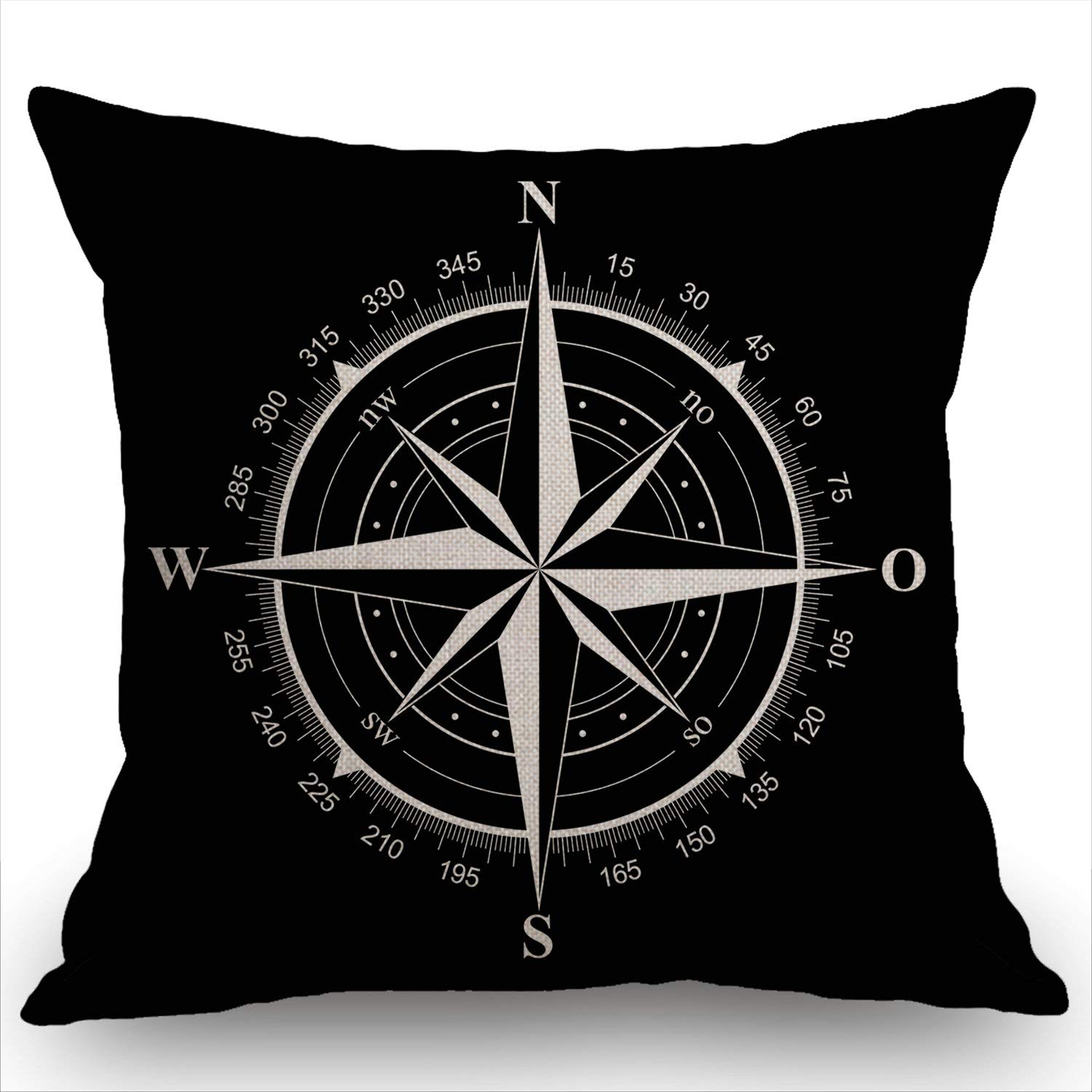 Swono Compass Rose Farmhouse Pillow Cover 18x18 Inch Home Decor Cotton Linen Throw Pillow Case Cushion Cover for Sofa Couch
