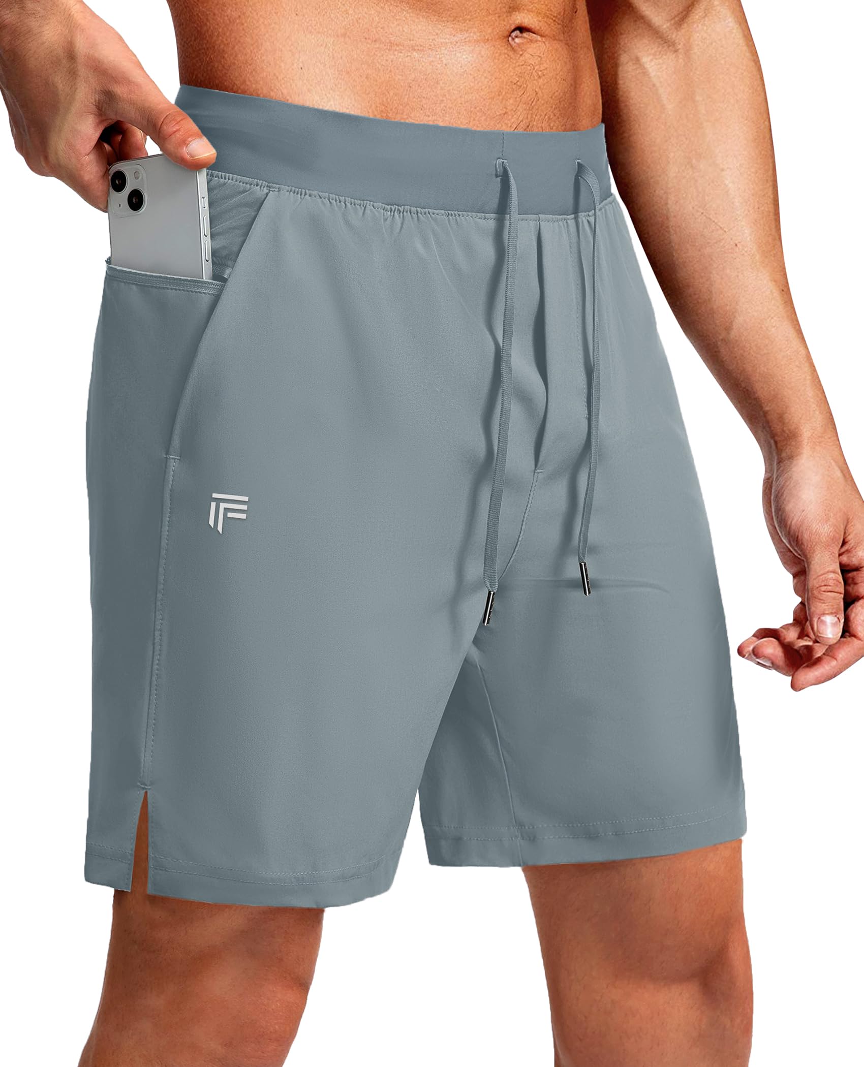 Mens Athletic Running Shorts with Zipper Pocket 7 Inch Quick Dry Gym Workout Basketball Golf