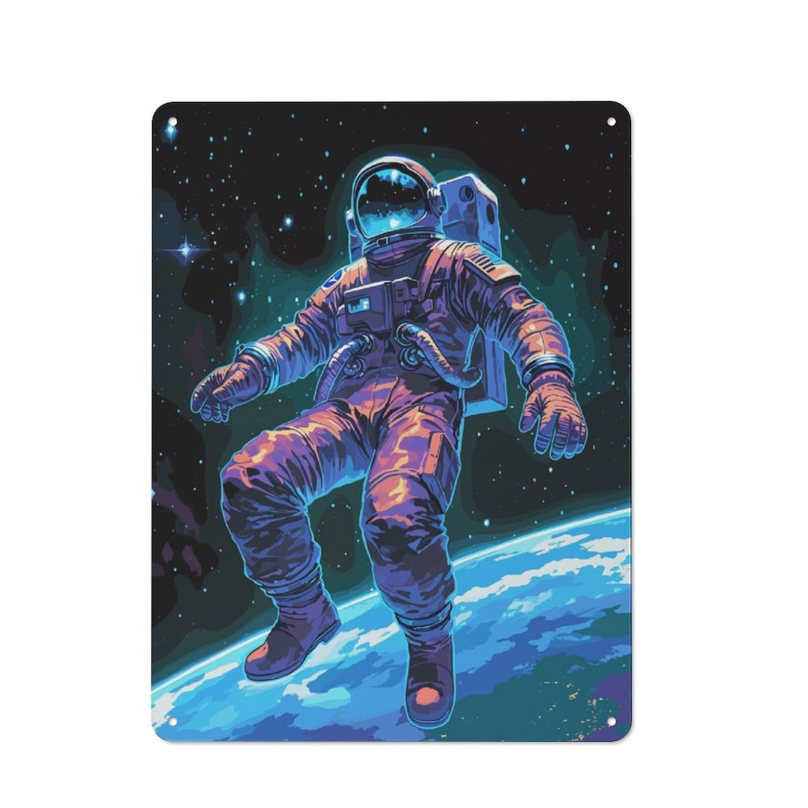 Junmoney Astronaut In Universe 40X30cm Vintage Metal Plaque With For Garage Or Workshop, A Christmas Gift For People Styling Garage And Workshop
