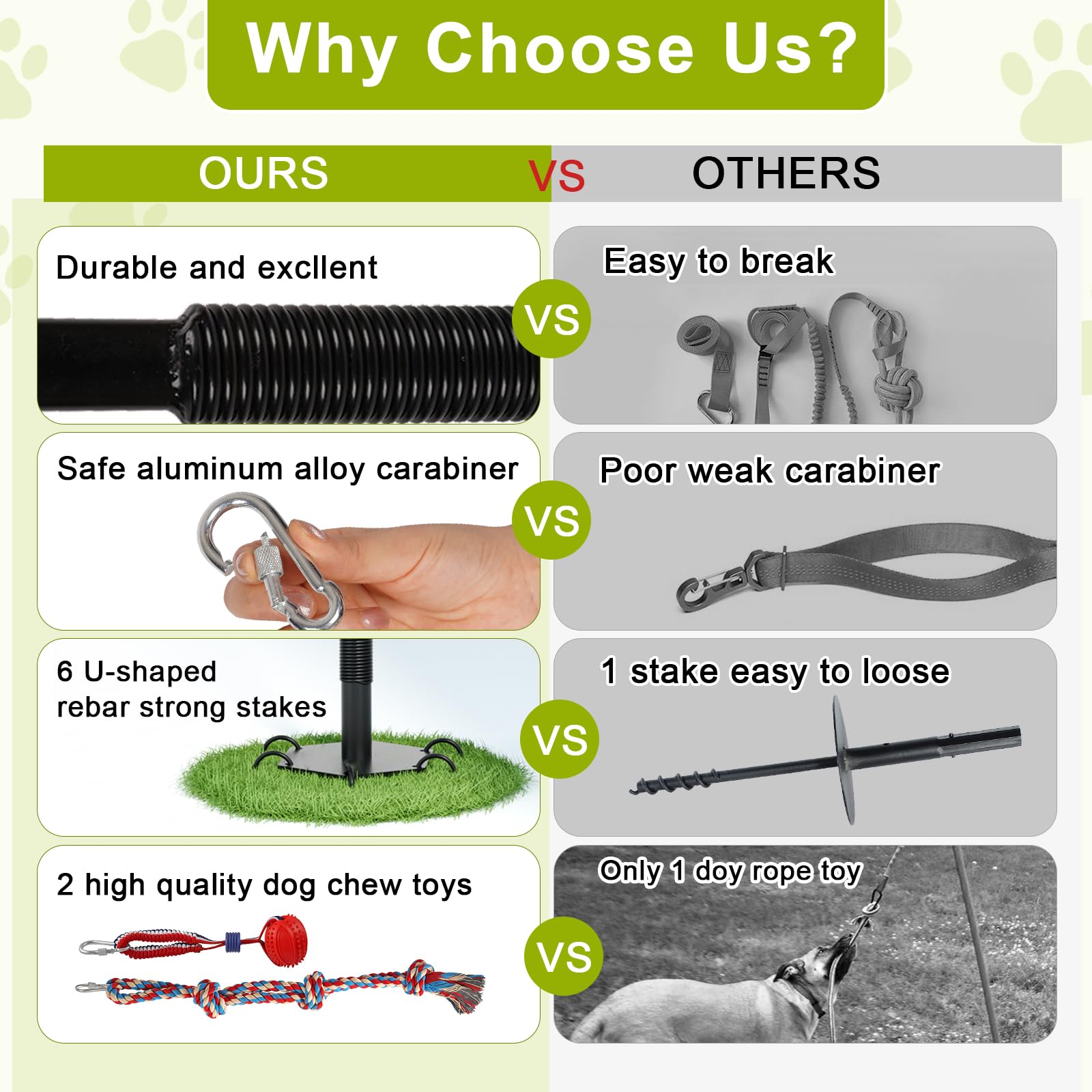 Outdoor Tug of War Hundespielzeug, Tether Interaktives Hundespielzeug Zerrspielzeug Schwerlast Hund Solo Play Übungsspielzeug für mittelgroße große Hunde, Höhenverstellbar, 2 Kauspielzeuge