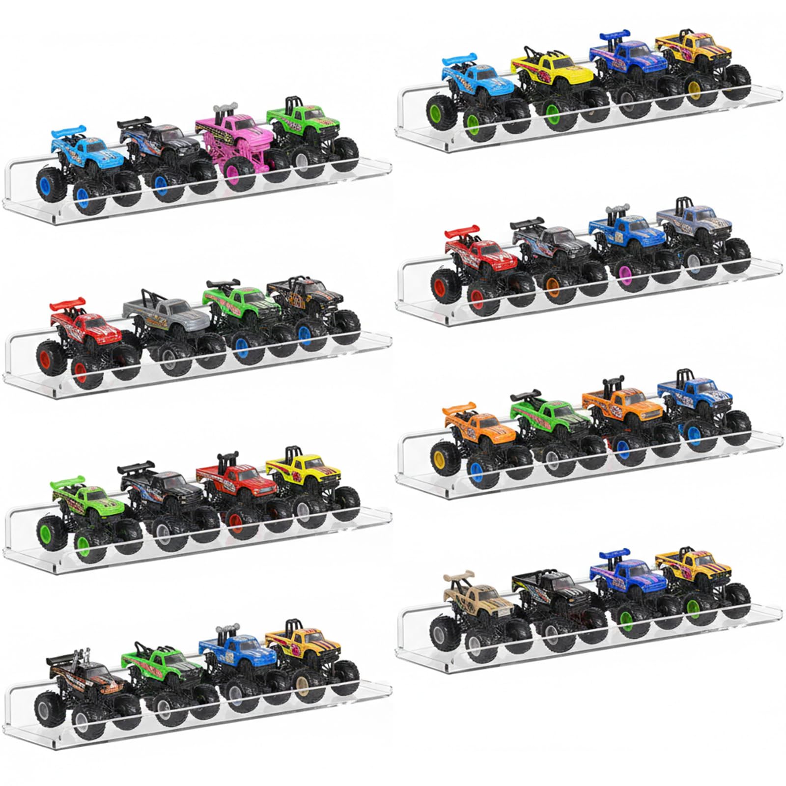 Lifewit Floating Shelves for Wall, 8 Pack Clear Acrylic Shelf 15" Room Decor for Bookcase/Vinyl Record Display/Photo/Picture in Bedroom, Living Room, Bathroom, Kitchen Storage and Organization