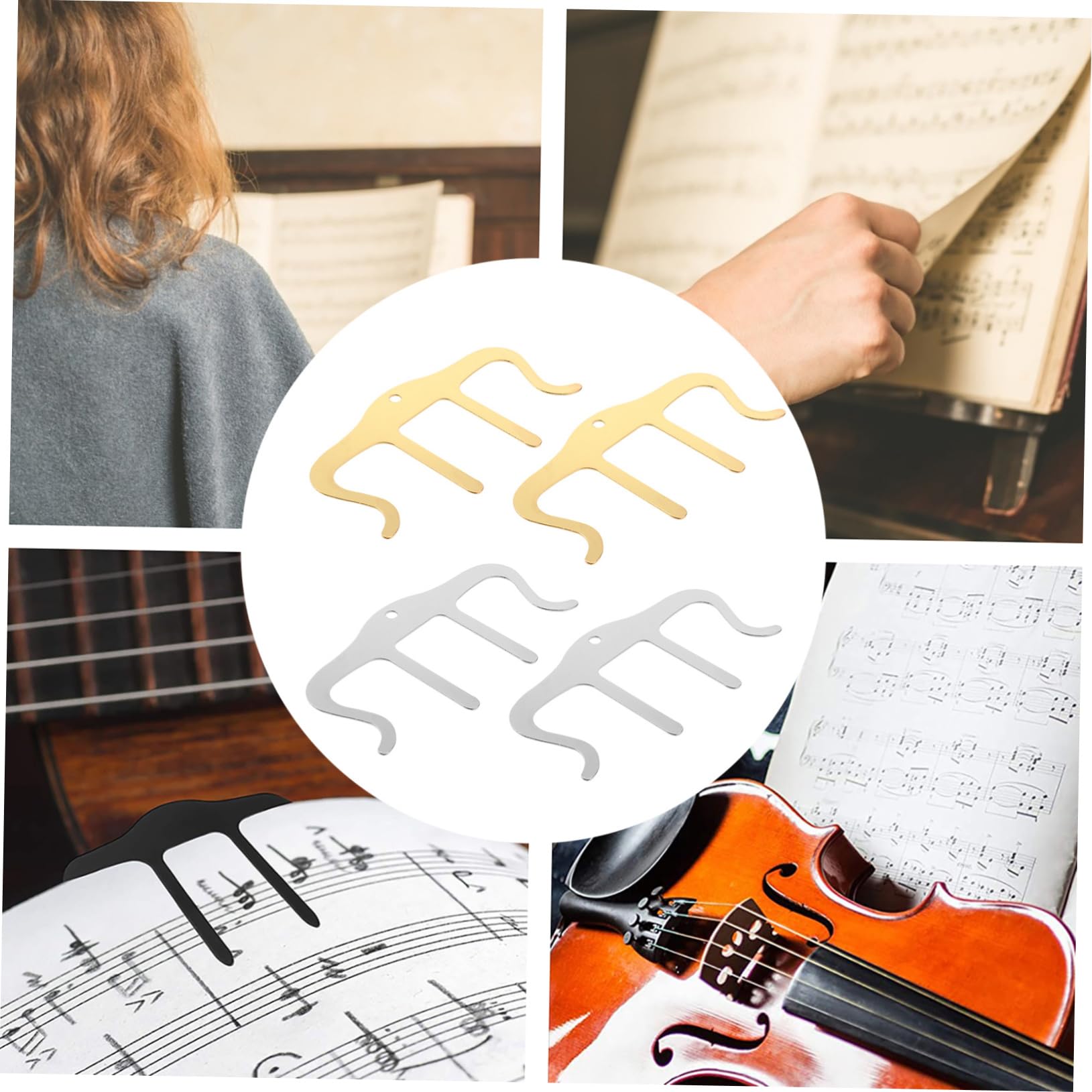 Operitacx 12stücke Notenklammern Robuste Musikseitenhalter Praktische Clips Für Notenblätter Dokumente Für Musikliebhaber Schüler Farben Zufällig Sortiert