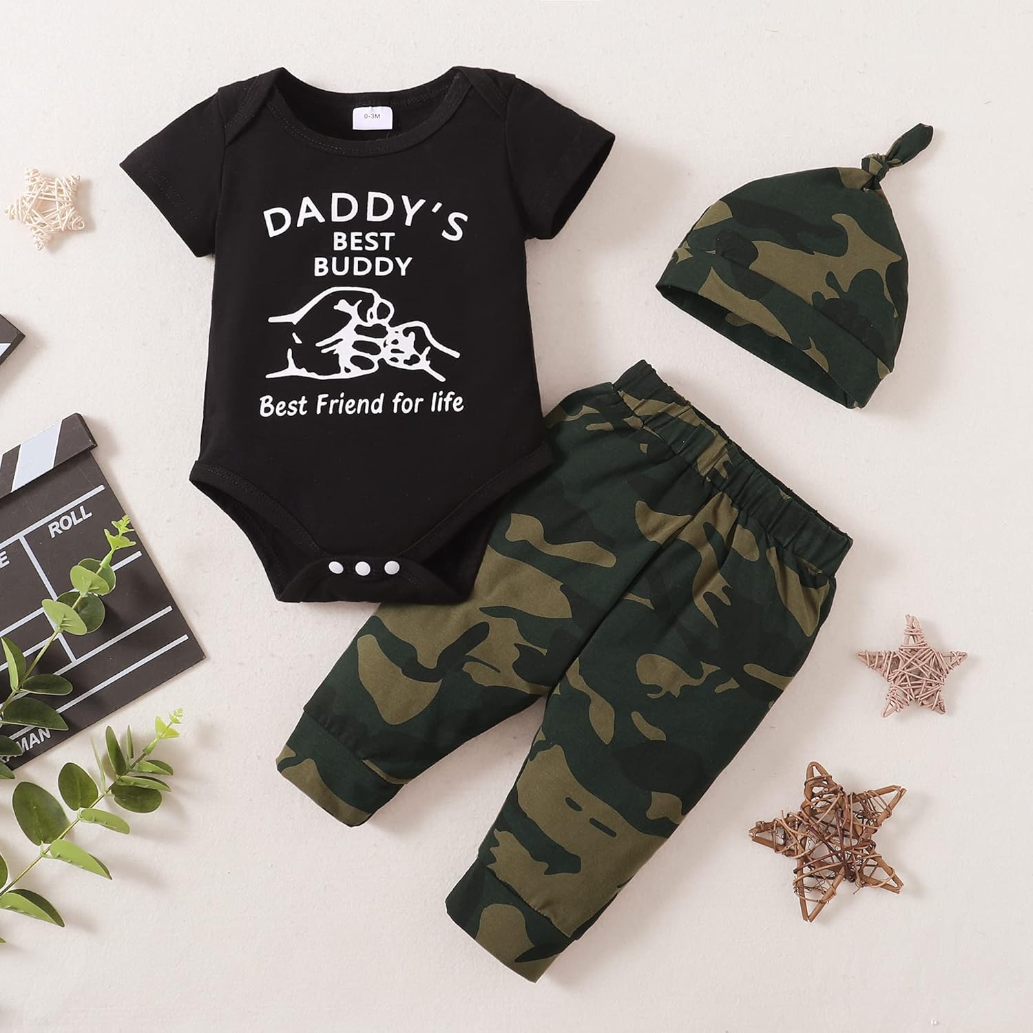 Renotemy Newborn Baby Boy Clothes Outfits Infant Boy Letter Print Romper Pants Clothing Set - Image 2