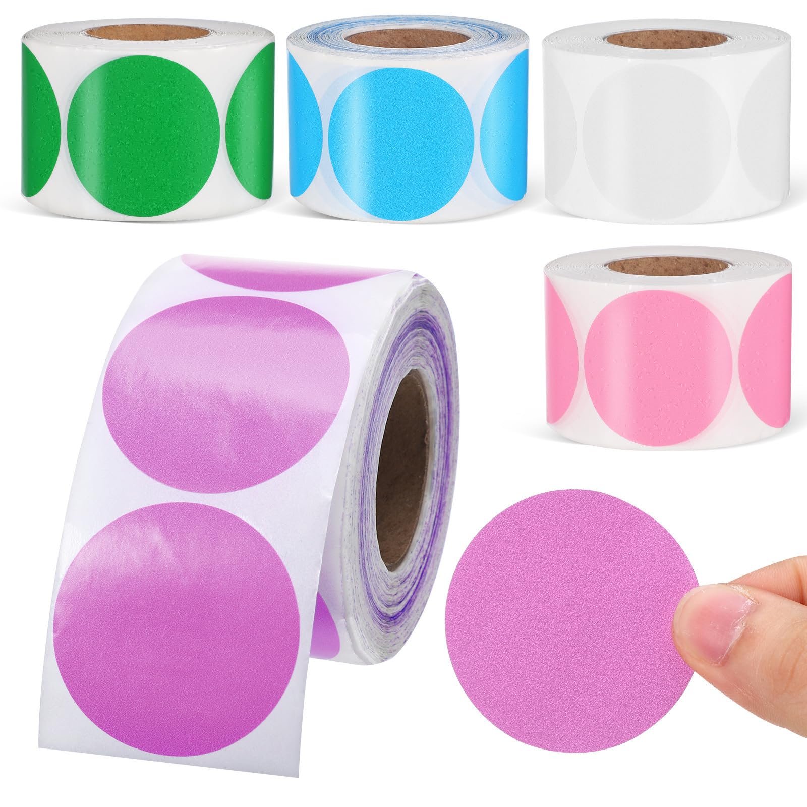 Yardwe 5 Rotoli Etichette Termiche Rotonde in Carta Termica Resistente'olio e'usura Autoadesive 600 Etichette per Ufficio e Organizzazione