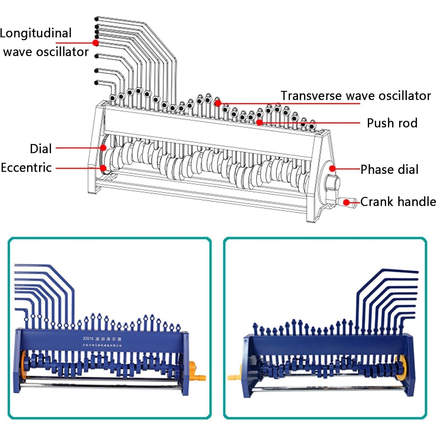 Handgekröpfter Wellendemonstrator für Physik-Unterricht, Längs- und Querbewegungsinstrument, Klassenzimmer, Wissenschaftsunterricht, Experimentierausrüstung