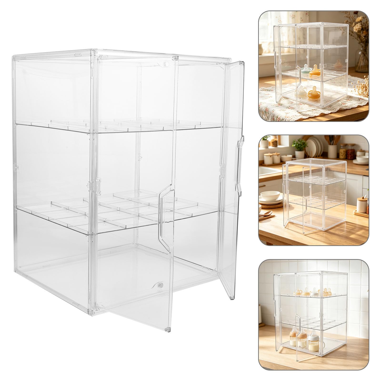 ULTECHNOVO Babyflaschen Aufbewahrungsbox aus Robustem Kunststoff mit Abnehmbarem Trenner und 4 stöckigem Design für Kratzfreie Lagerung im Kinderzimmer und Am Bett
