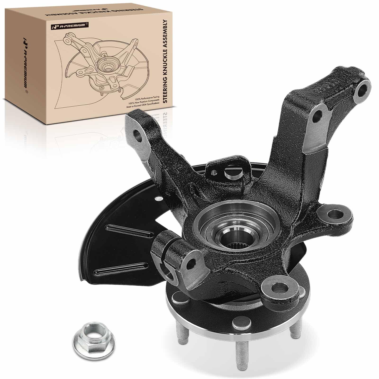 A-Premium Front Left Steering Knuckle & Wheel Bearing Hub Assembly Compatible with Ford Escape 2005-2012 & Mazda Tribute 2005-2011 & Mercury Mariner 2005-2011, Sport Utility, Driver Side