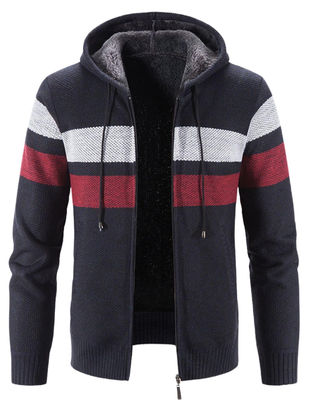 Kinkia Men's Fleece Lined Hoodie Winter Warm Full Zipper Cardigan Sweater
