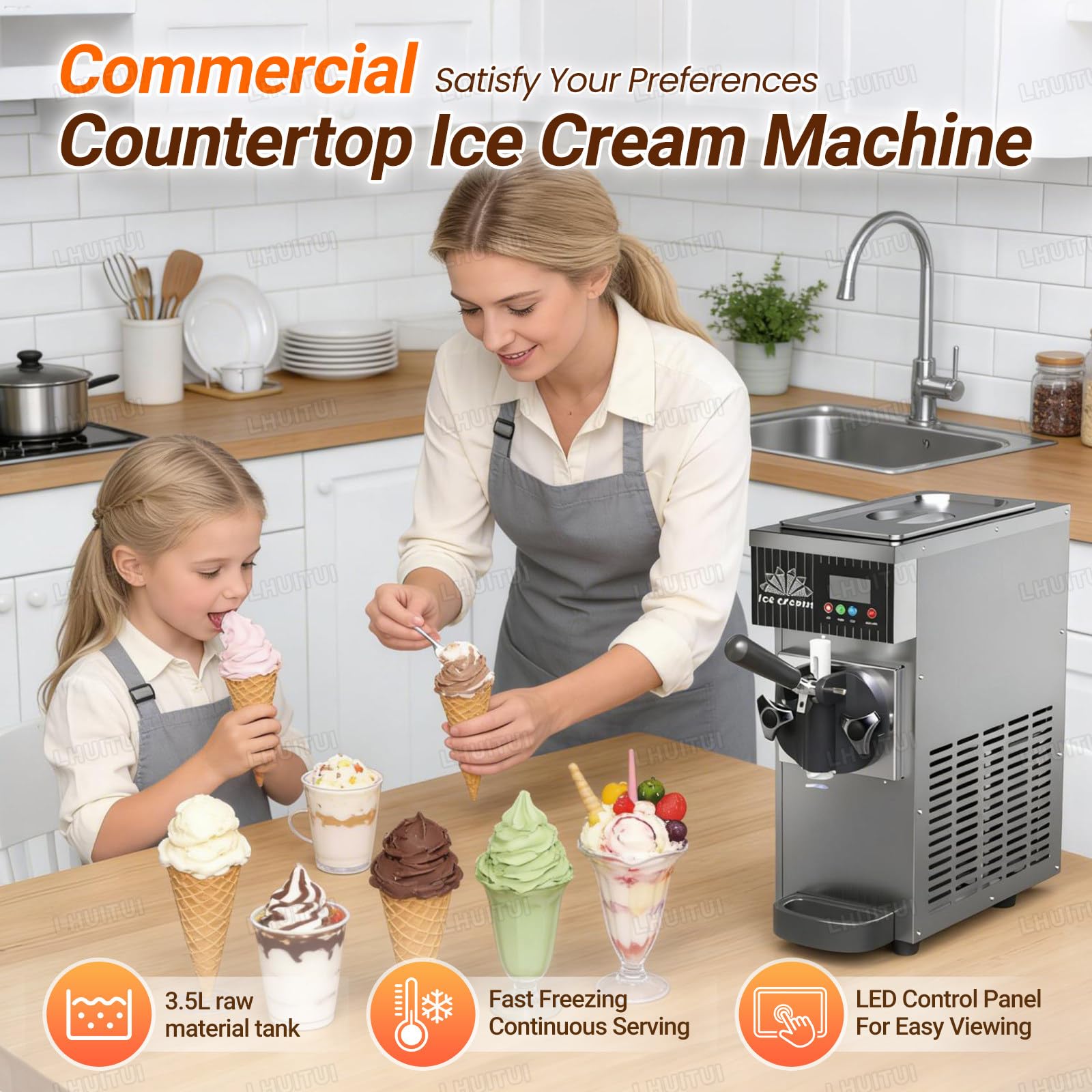 Máquina Mon Sabor de Helado Soft con Motor de 450 W Purple
