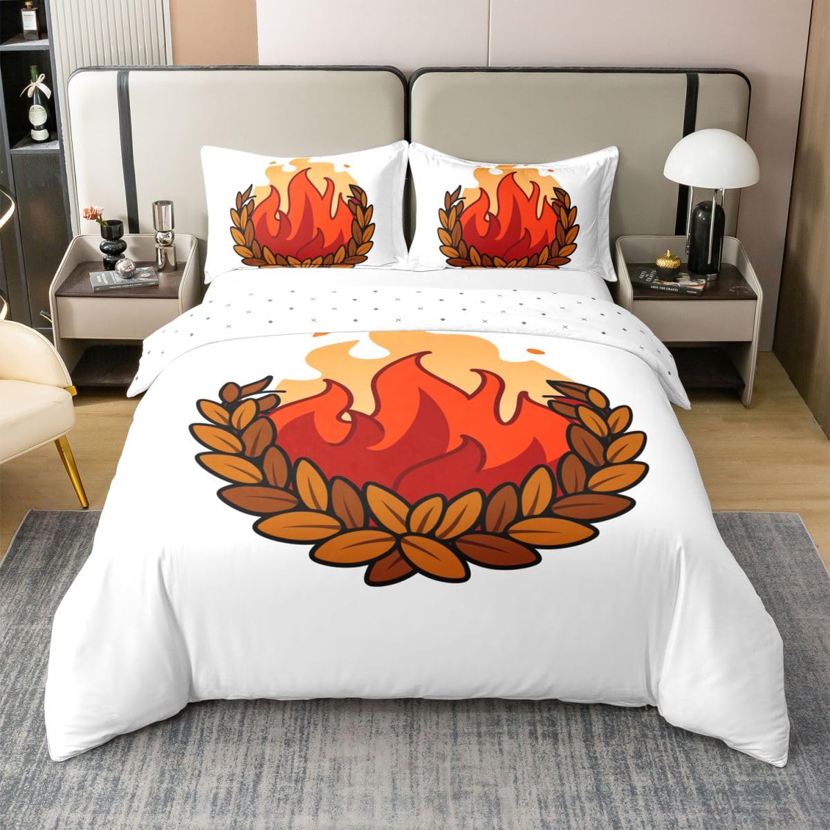 Parure de lit enfant camping joyeux en coton pour ambiance feu de camp