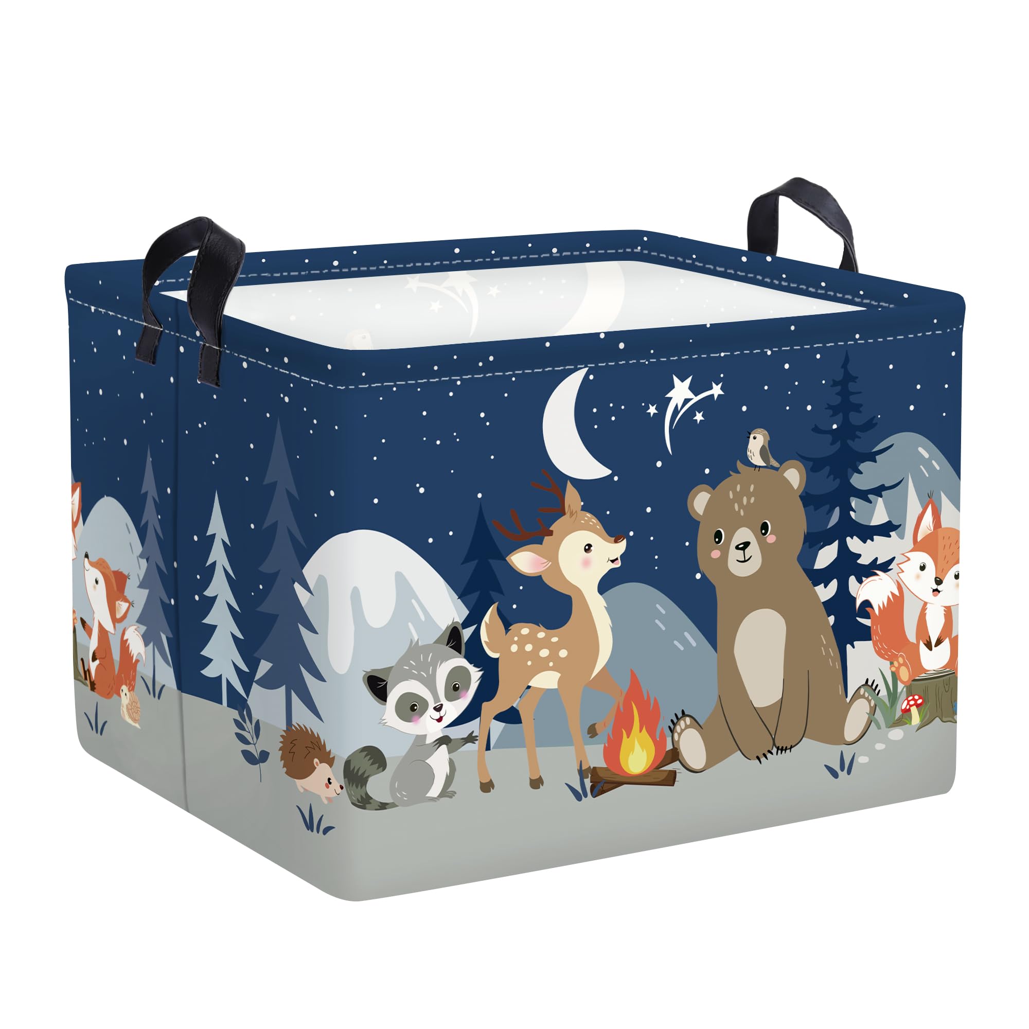 HUUMONSS Night Camping Laundry Hamper Picnic Large Storage Basket Bonfire Collapsible Adult Organizer Kids Clothes Toys Bins for Outdoor, Bathroom,