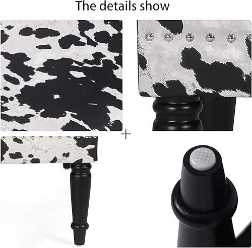 Miniatura 4 de Joveco Banco tapizado otomano de 394 pulgadas banco moderno de mediados de siglo con remache banco de comedor mesa auxiliar reposapiés para