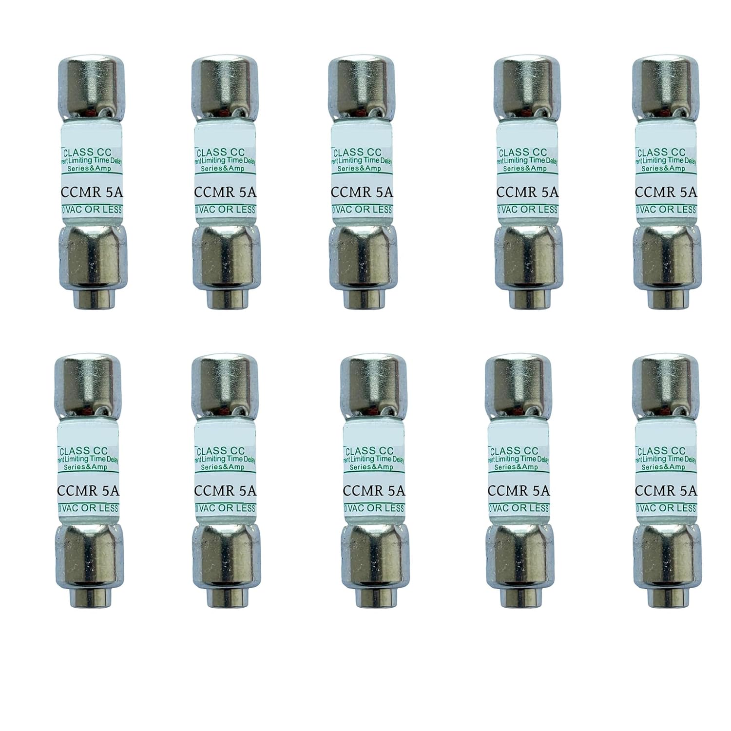 10-Pack New CCMR-5 CCMR 5A CCMR005 CCMR-5A 600Vac Time Delay Fuse，CCMR-5A Current Limiting Class CC Rejection Cartridge Fuses