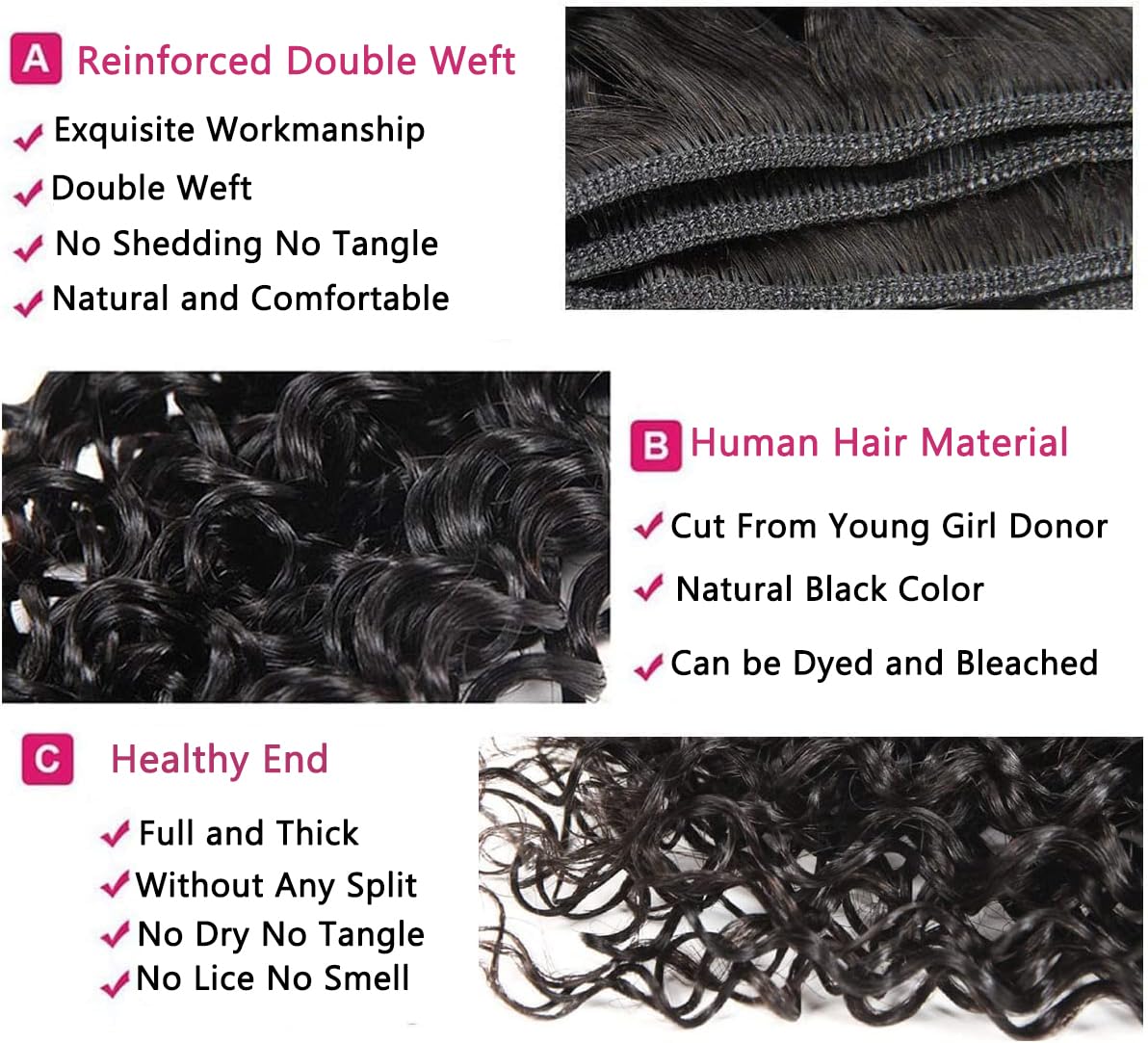 Set of 4 Curly Brazilian Weaves - 22 Inches - Brazilian Hair Bundles - 50g/bundle (200g Total)-Natural Virgin Human Hair Bundles - Image 3