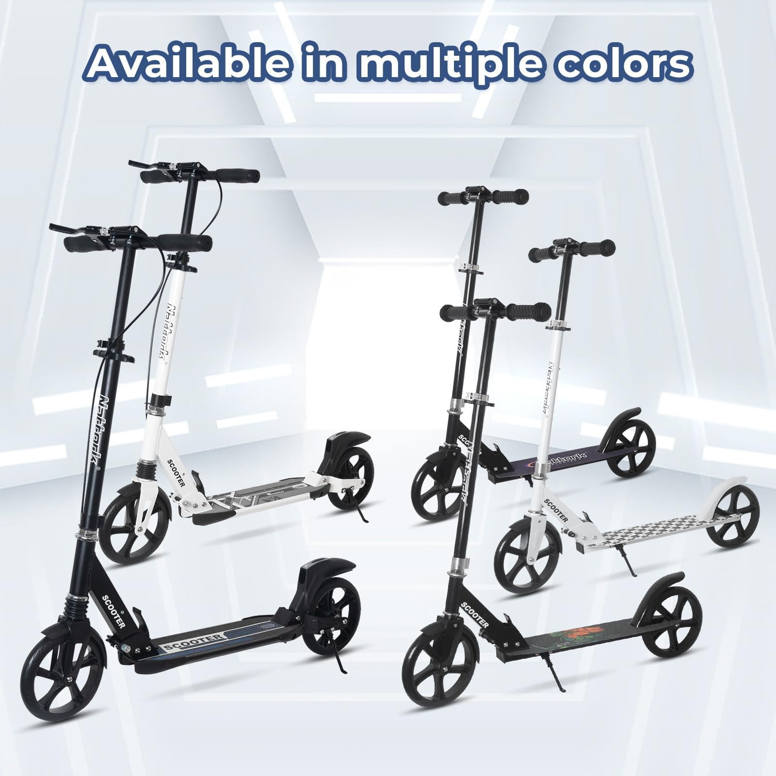 Nattork Trottinette pour enfants, garçons et filles, portable, design pliable léger avec système de freinage, guidon réglable en hauteur et capacité de charge jusqu'à 50 kg