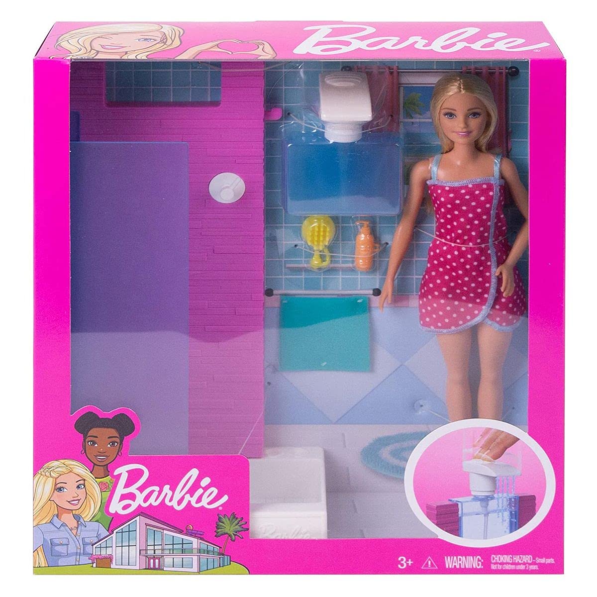 Barbie Doll and Furniture Set, Bathroom with Working Shower