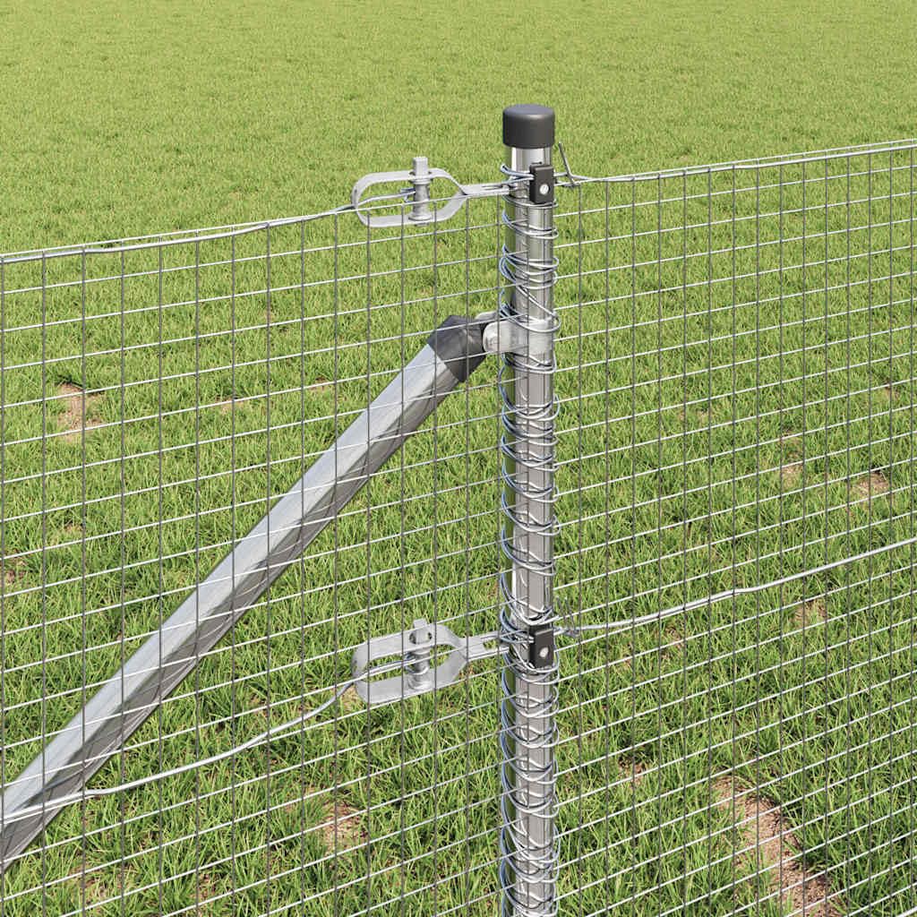 Zestaw stalowych słupków ogrodzeniowych, 10 x 0,6 m, srebrny, do użytku na zewnątrz, z powierzchnią malowaną proszkowo, stal odporna na warunki atmosferyczne, do ogrodu i na taras, wytrzymała