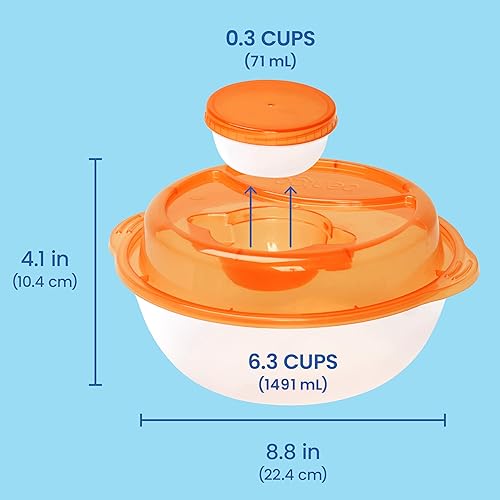 Miniatura 6 de EasyLunchboxes - Recipientes para ensalada - Cuenco reutilizable con vaso integrado a prueba de fugas para ensalada, pasta, cereales, arroz y más -