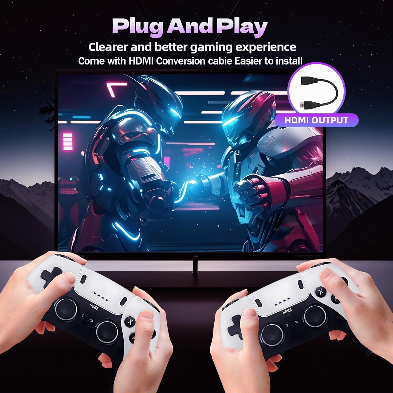 Plug and Play setup with HDMI output cable for the KINMRIS X9 Pro Retro Game Stick 4K
