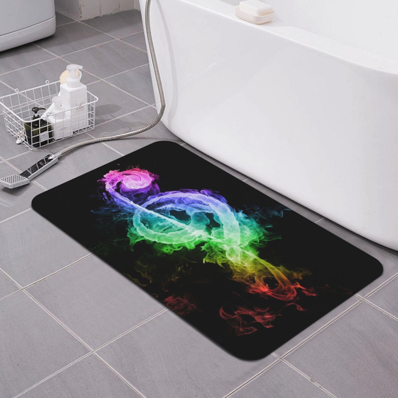 Tapis de bain antidérapant dos caoutchouc lavable fin 80x