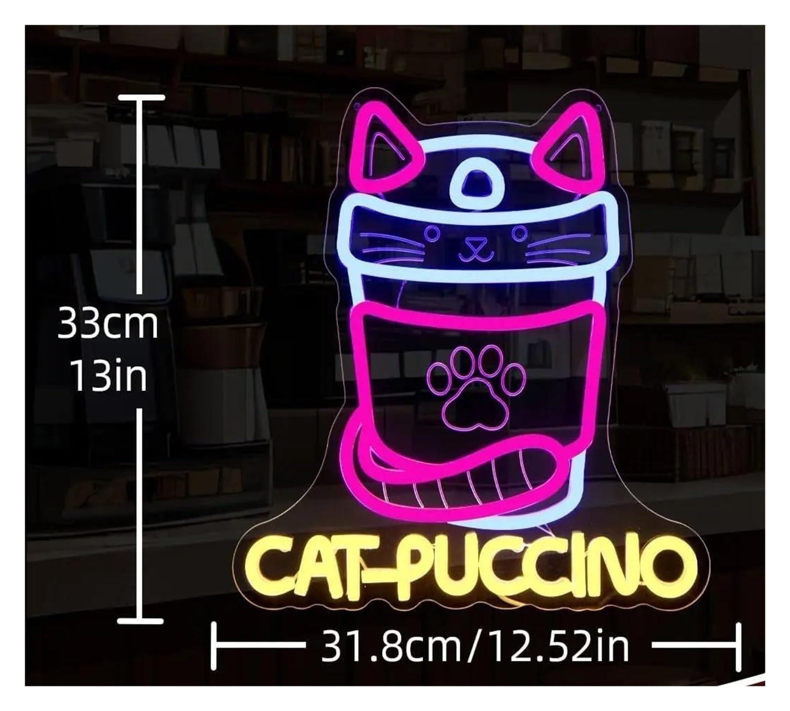 Insegna luminosa al neon Gatto per insegna al per neon per usb dimmerabile per insegne luminose per per cuccia per gatti 33x31,8 cm