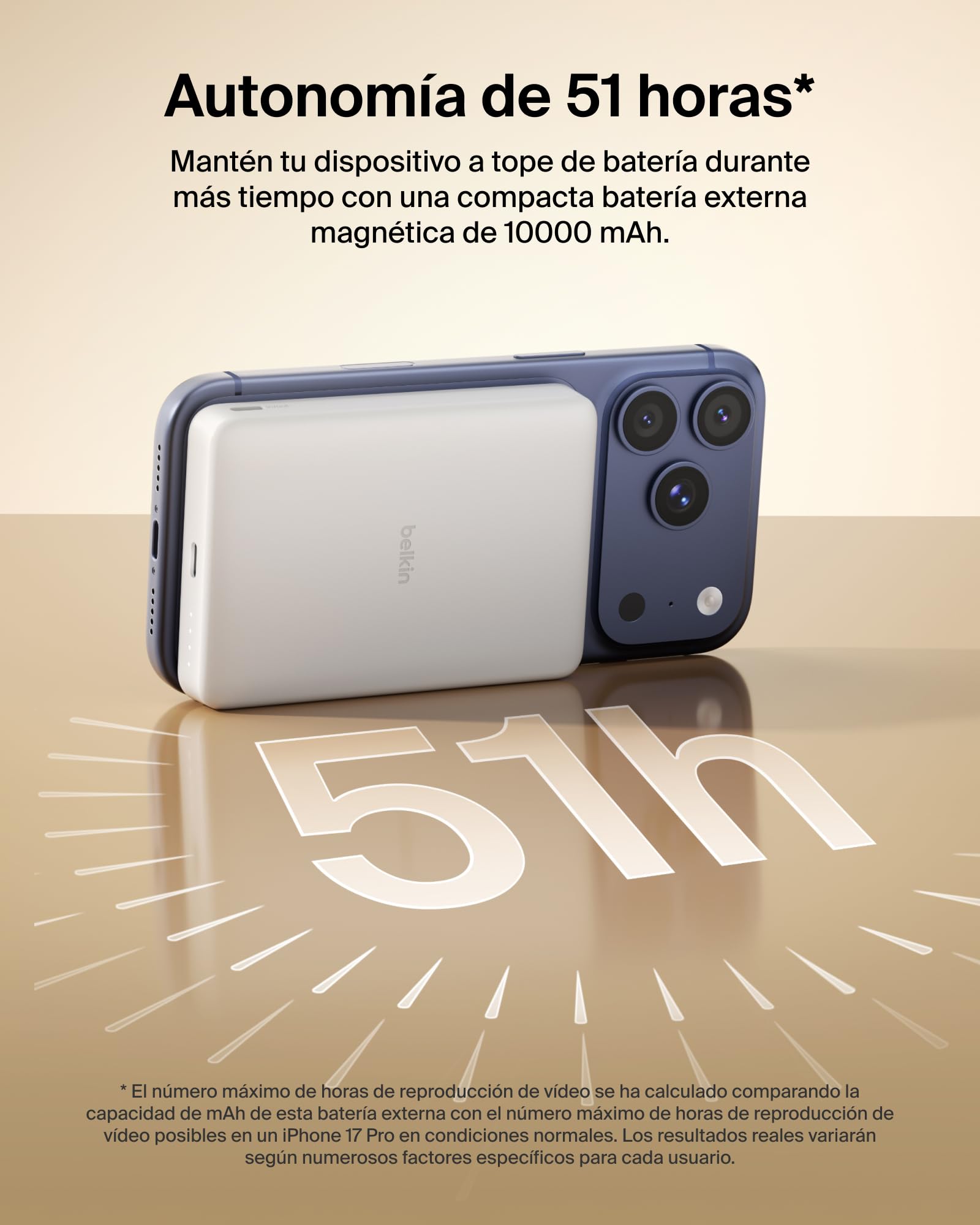 Belkin BoostCharge Batería Externa Magnética 10000mAh 1 Puerto USB-C Blanco | Power Bank 10000 mAh, Anillo Magnético, 2 Puertos USB-C, Cable Incluido, Autorizada como Equipaje de Mano, Batería Portátil