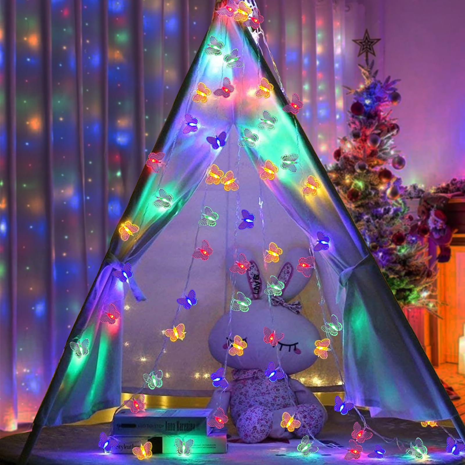 3 Metri 20 LED Luci Stringa a Forma di Farfalla, Multicolore Catena Luminosa per