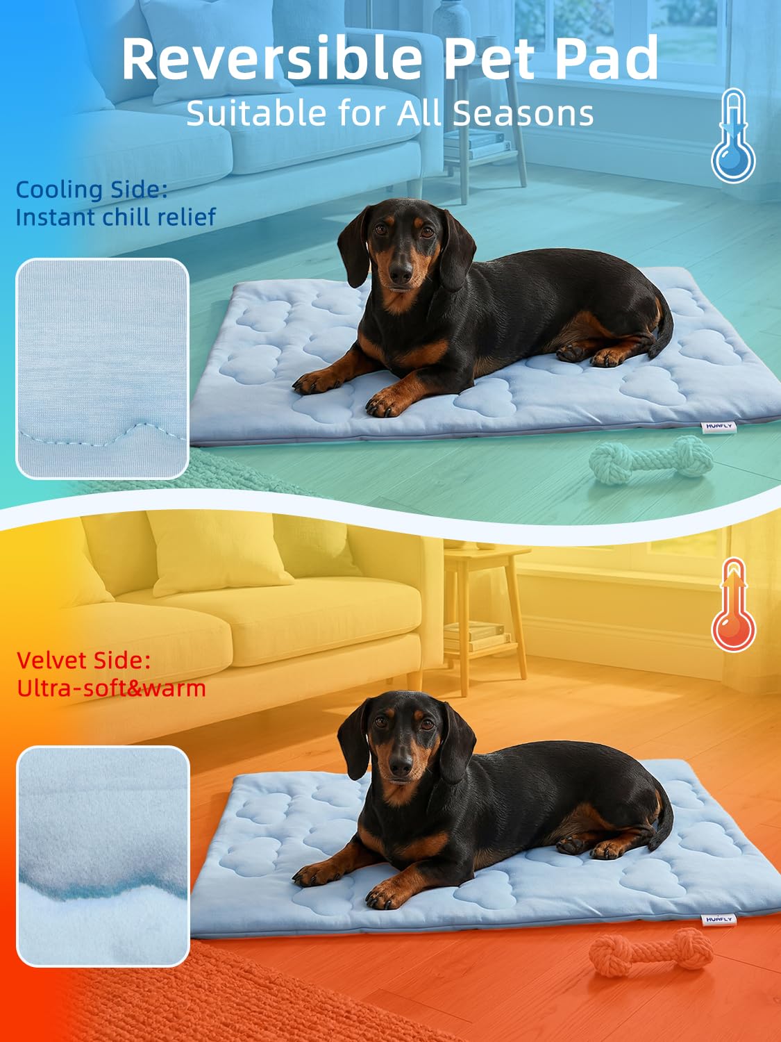 Huafly Tappetino di raffreddamento per cani, lavabile in lavatrice, tappetino di raffreddamento per cassa (XL-150 cm x 102 cm)
