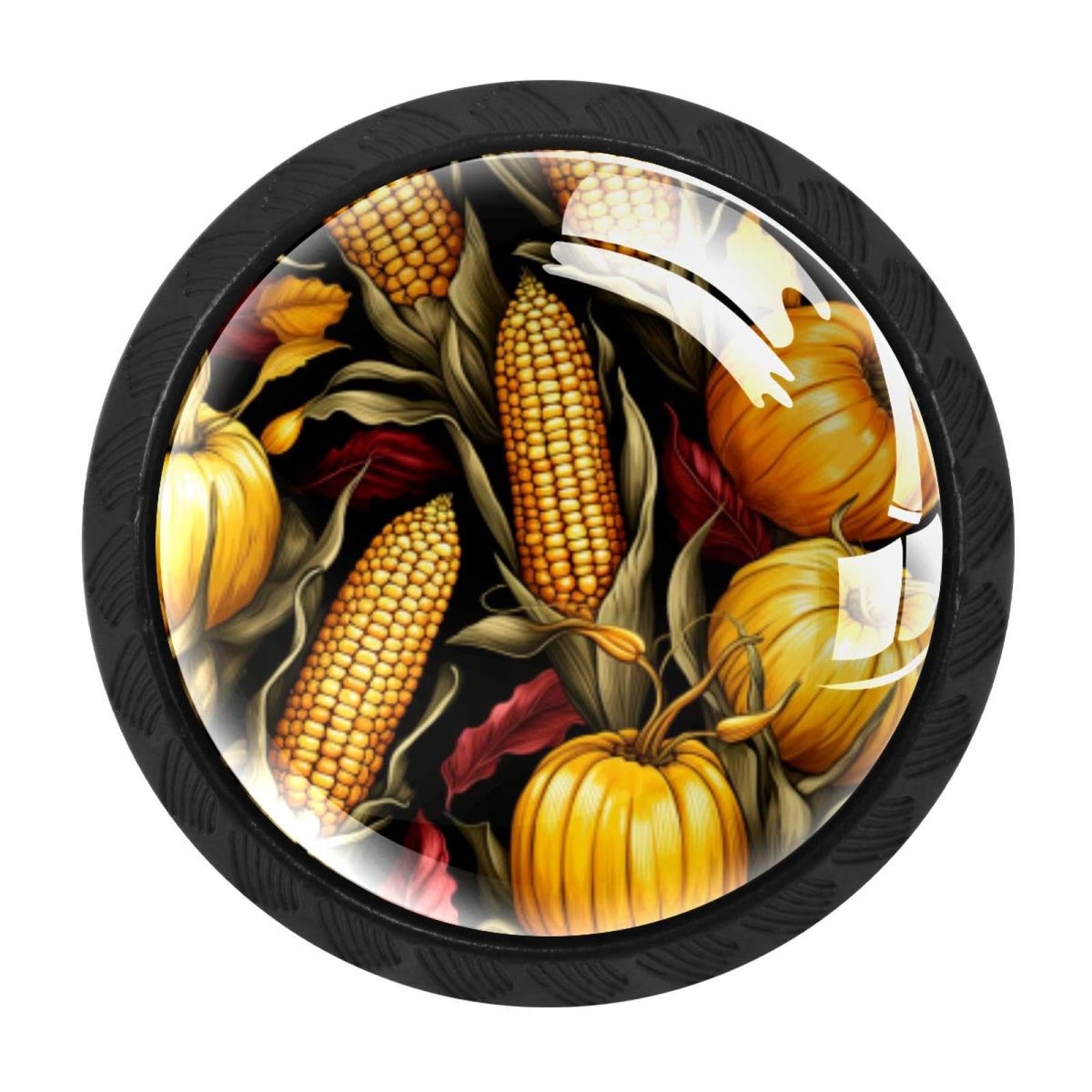 CHENZZZZ 4 Pieces Thanksgiving Corn Kitchen Cabinet Knobs Drawer Knobs Dresser Knobs Black Knobs Drawer Pulls Dresser Drawer Handles Knobs for Dresser Drawers