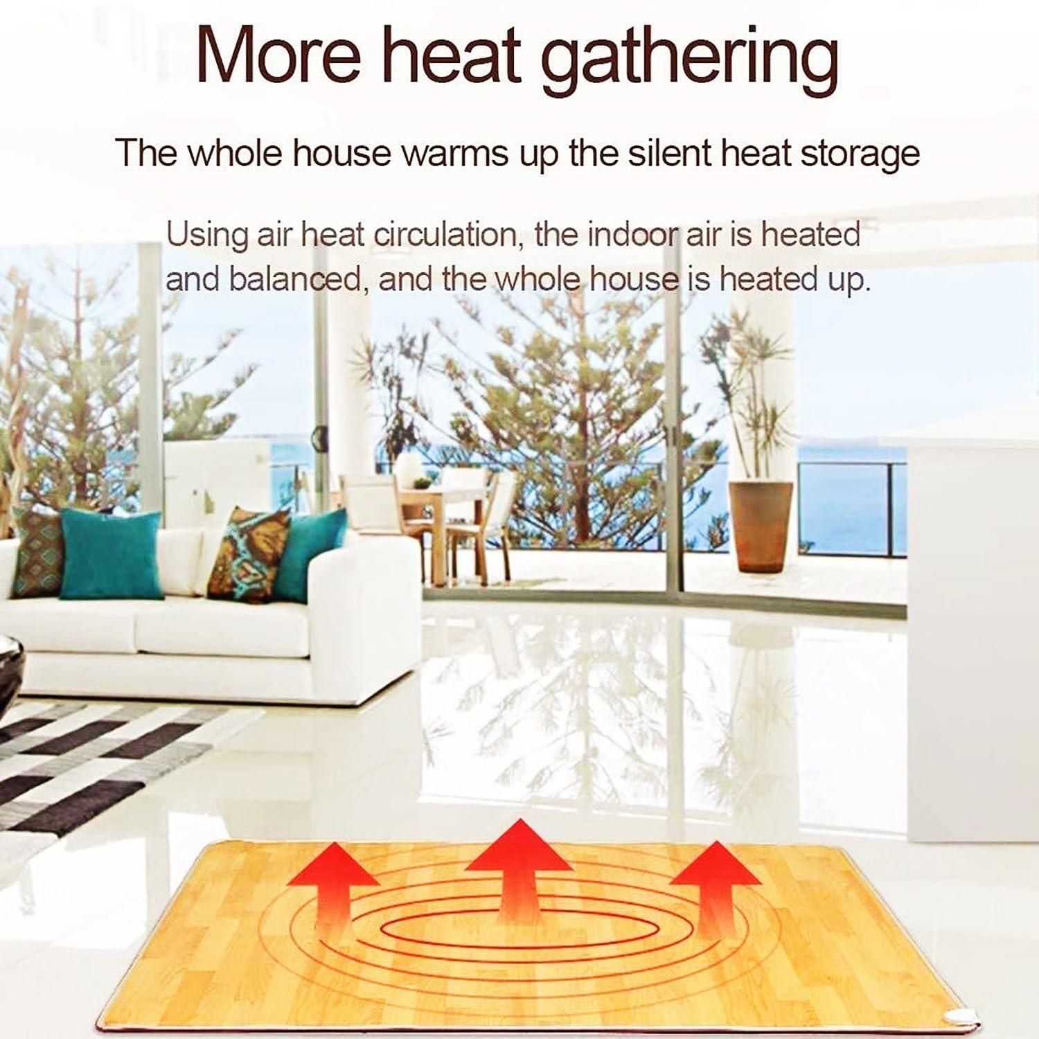 Alfombrilla calefactora para pies, almohadilla térmica de cristal de carbono, alfombra eléctrica con temporizadores y configuración de calefacción, calentadores de pies(50x100cm)