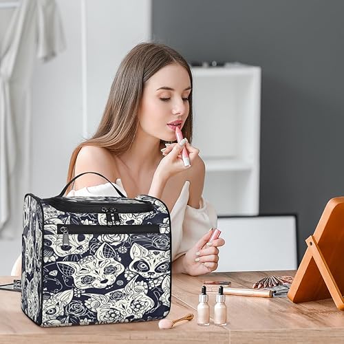 Miniatura 6 de Skull Fun Pattern Toiletry Bag for Women Travel Makeup Organizer with Hanging Hook Traveling Cosmetic Bags for Toiletries Accessories