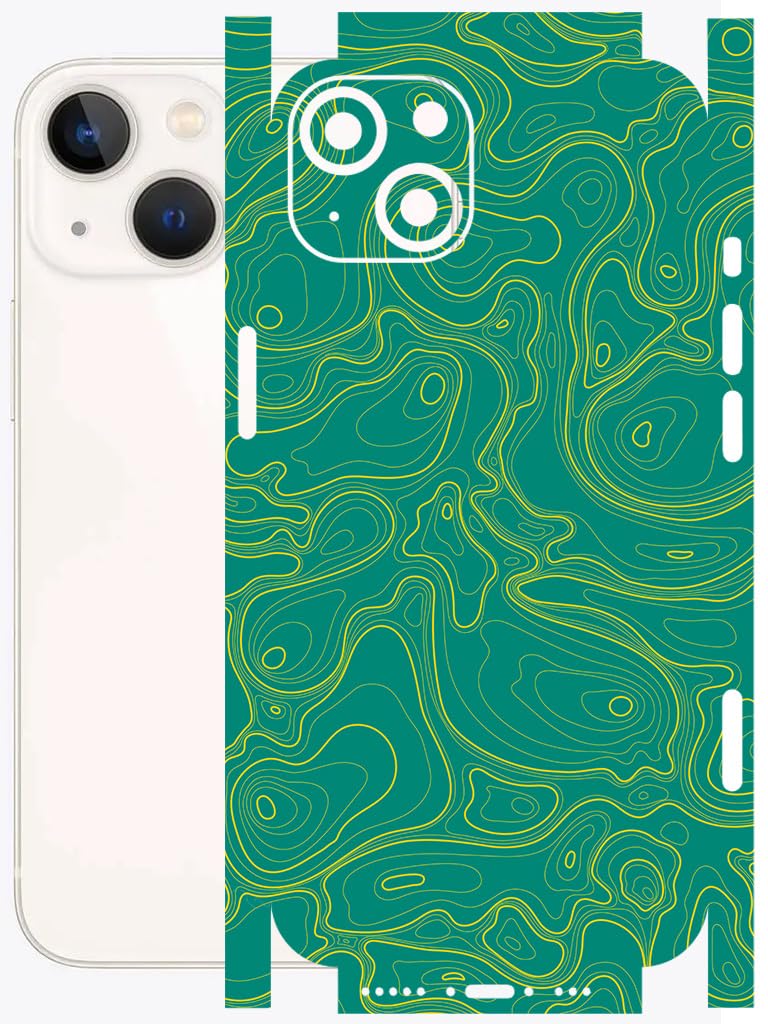 Mobile Skin Sticker Wrap | Compatible for iPhone 13 | Scratchproof Matte Finish | Full Coverage for All Sides & Camera Protection (Green-Terrain)-image-17