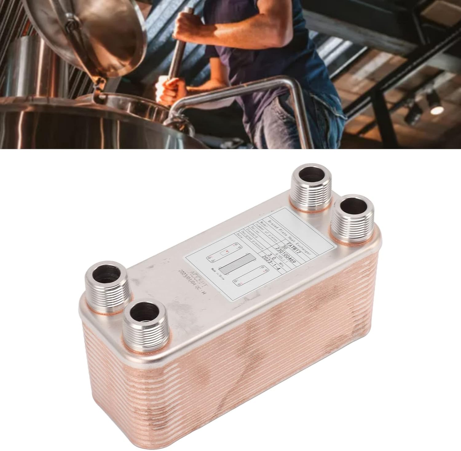 Plate Chiller Professional Stainless Steel Brazed Plate Heat Exchanger for Beer Wort Water Stainless Steel.